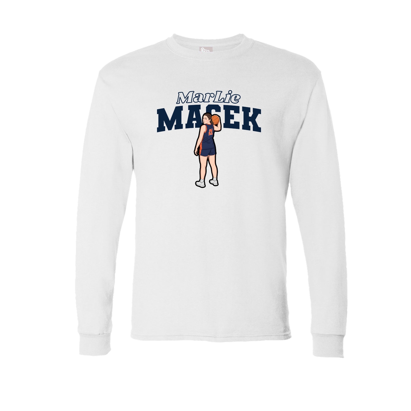 Long Sleeve Tee — Name Arch in White