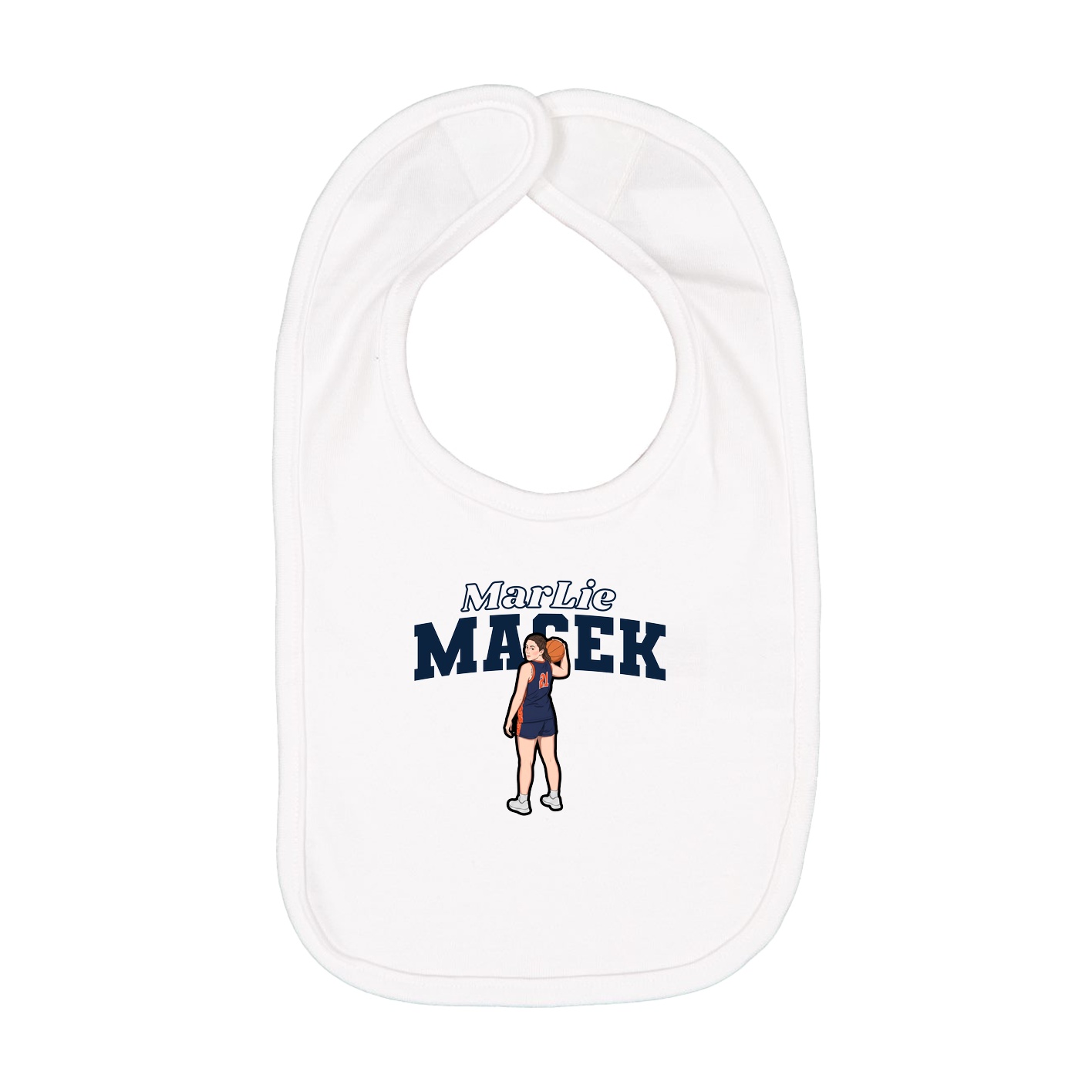 Infant Bib — Name Arch in White