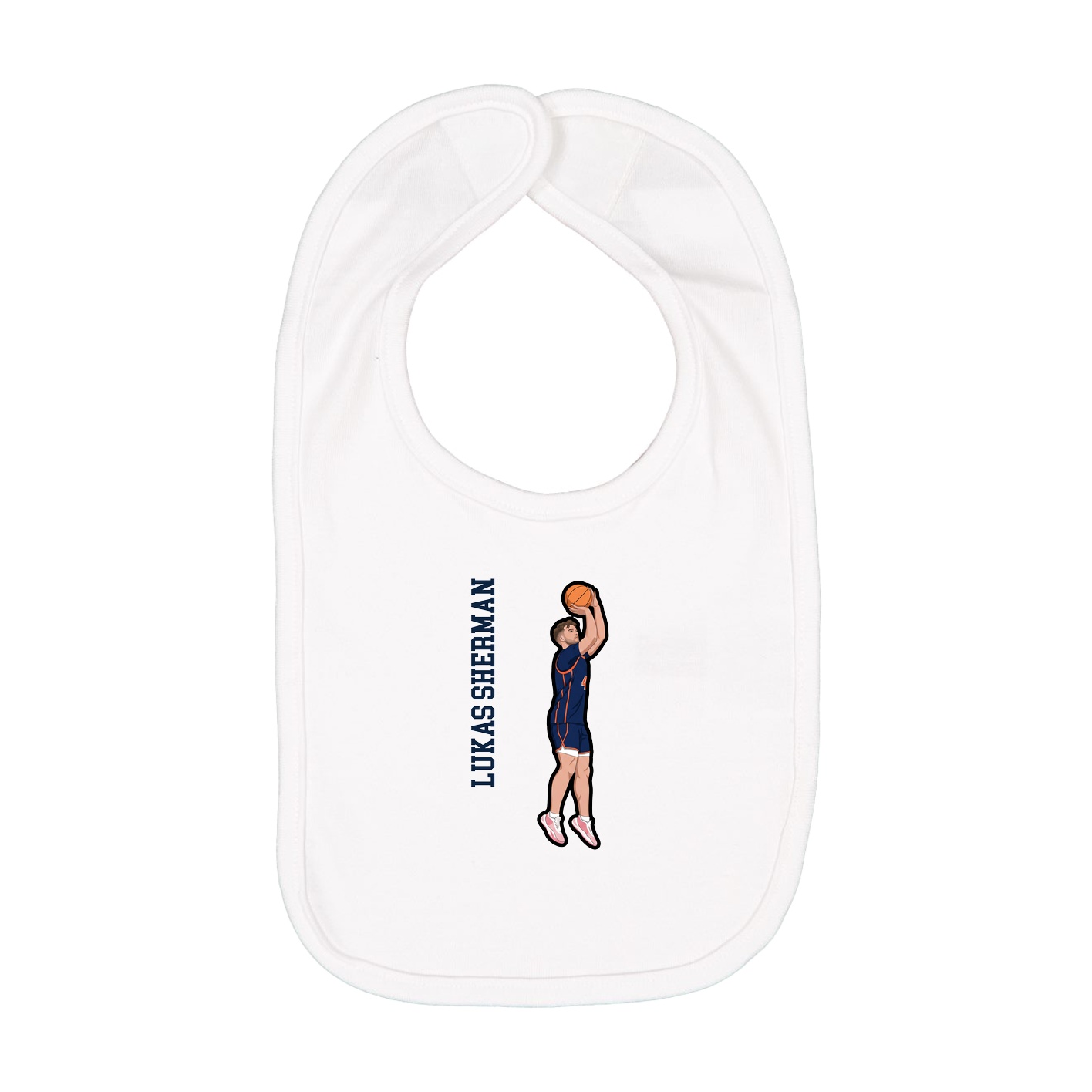 Infant Bib — Name Vertical in White