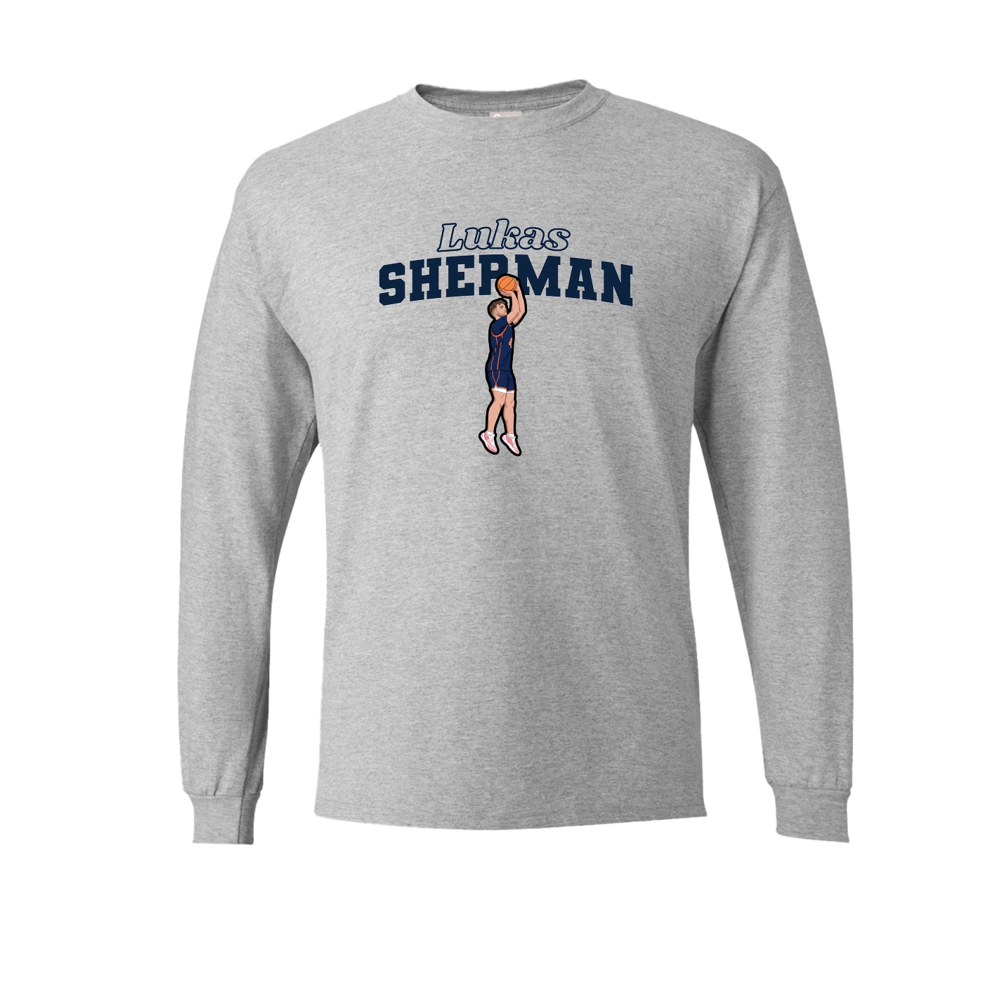 Long Sleeve Tee — Name Arch in Grey