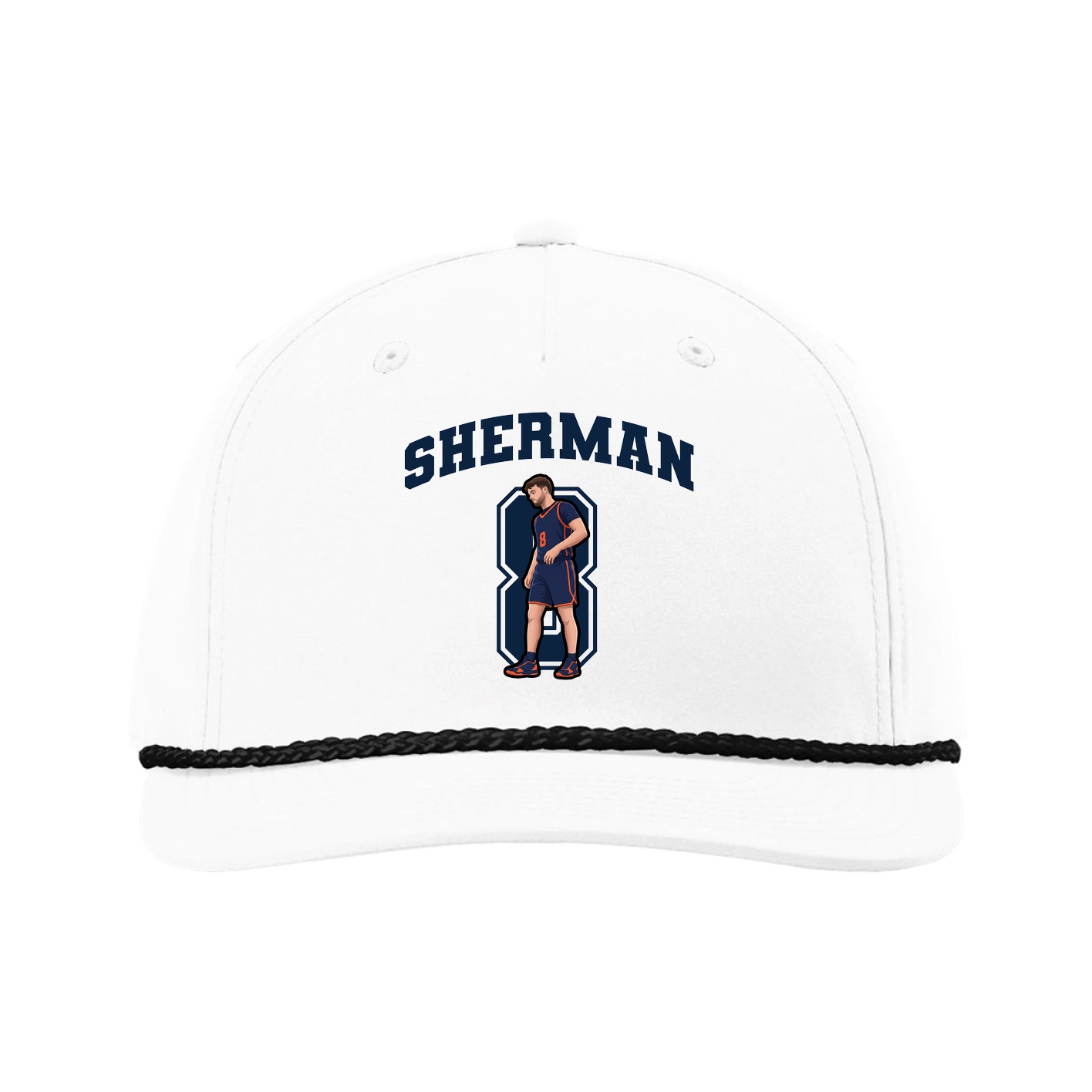Five-Panel Classic Rope Cap — Number in White