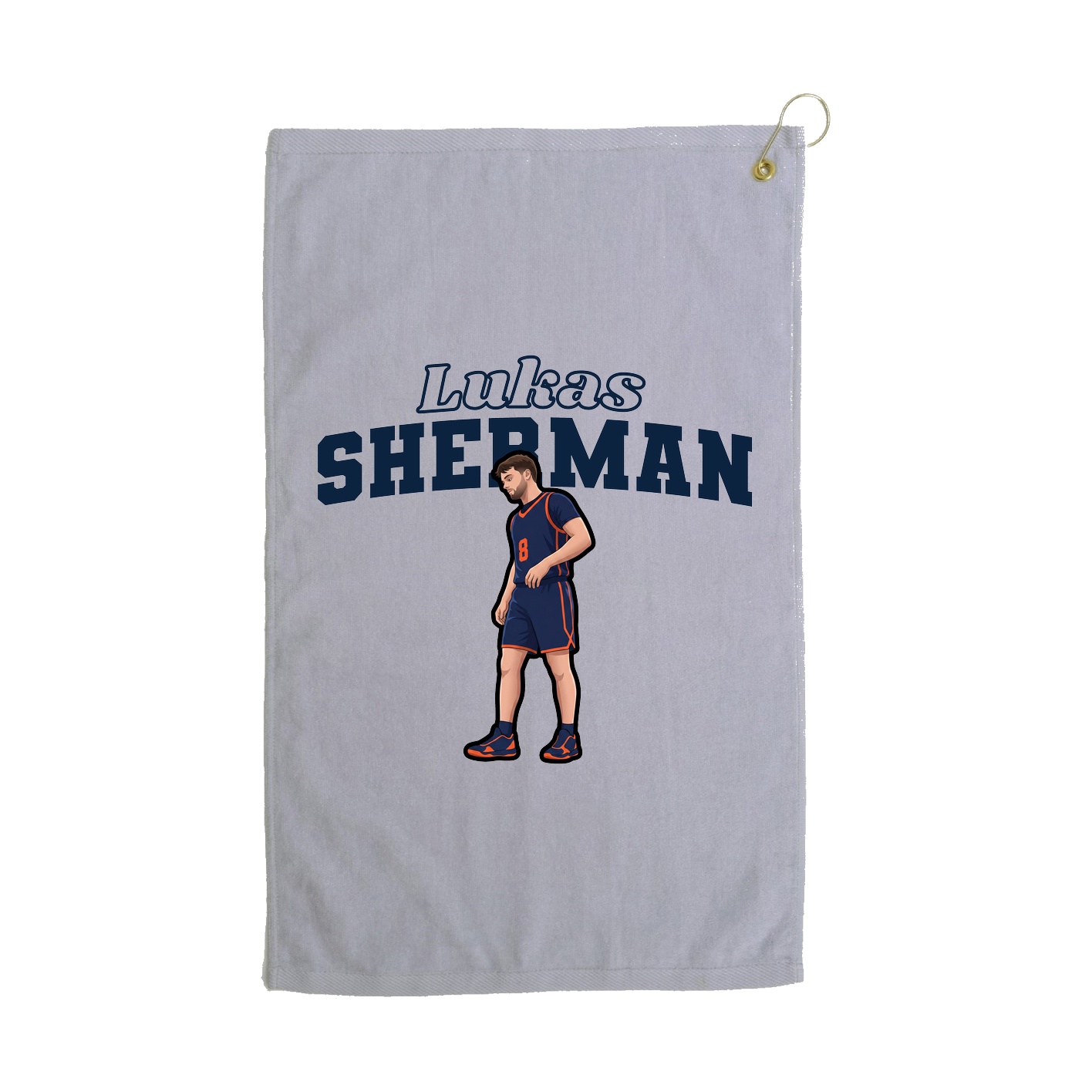 Golf Towel — Name Arch in Grey