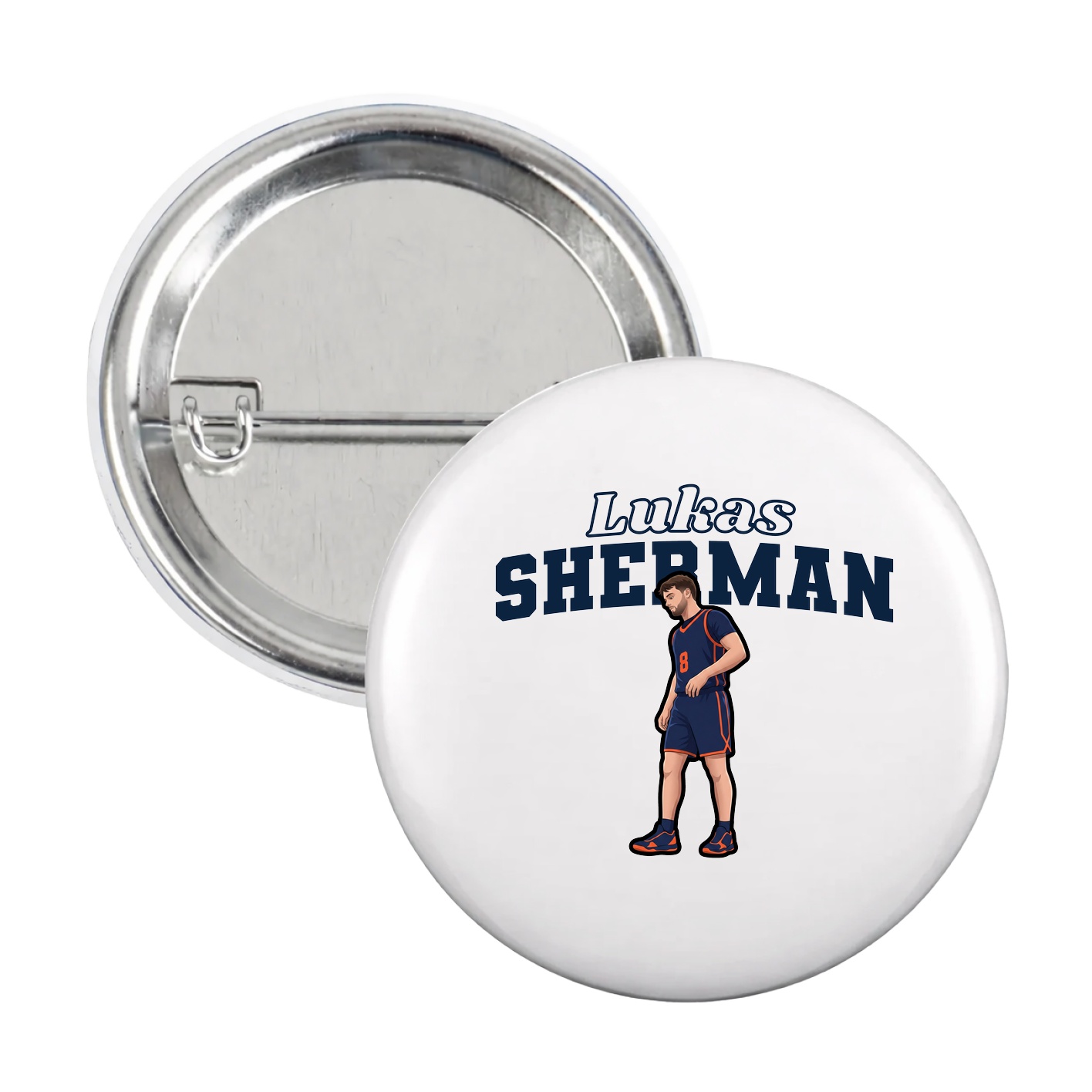 Game Day Button — Name Arch in White