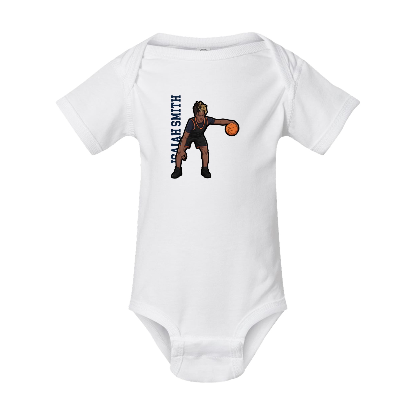 Baby Onesie — Name Vertical in White