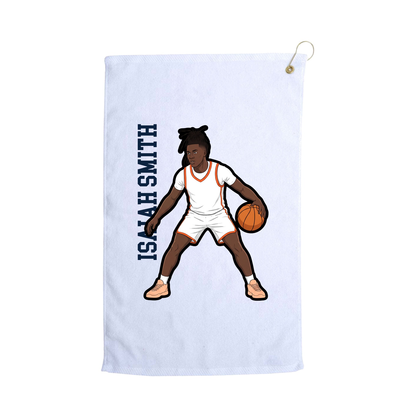 Golf Towel — Name Vertical in White