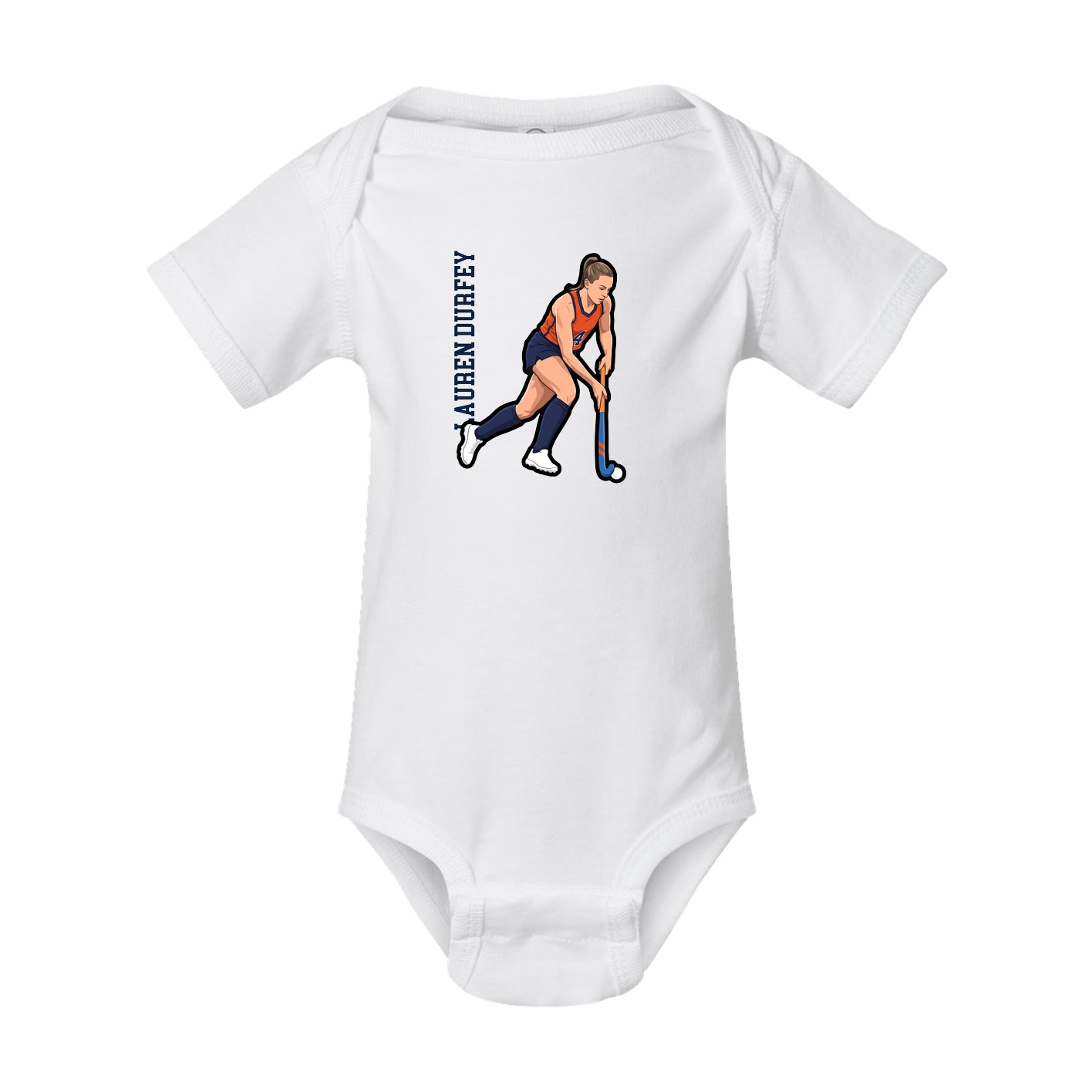 Baby Onesie — Name Vertical in White