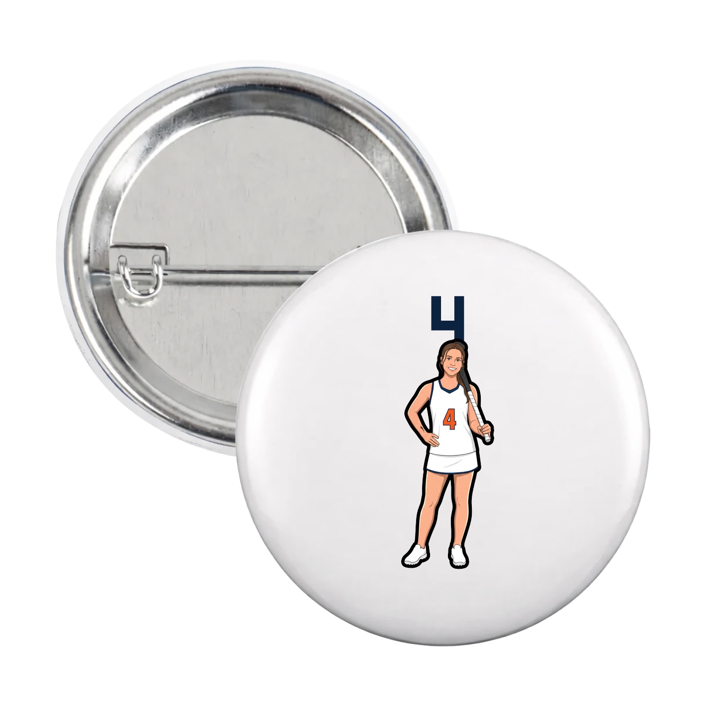 Game Day Button — Number Top in White