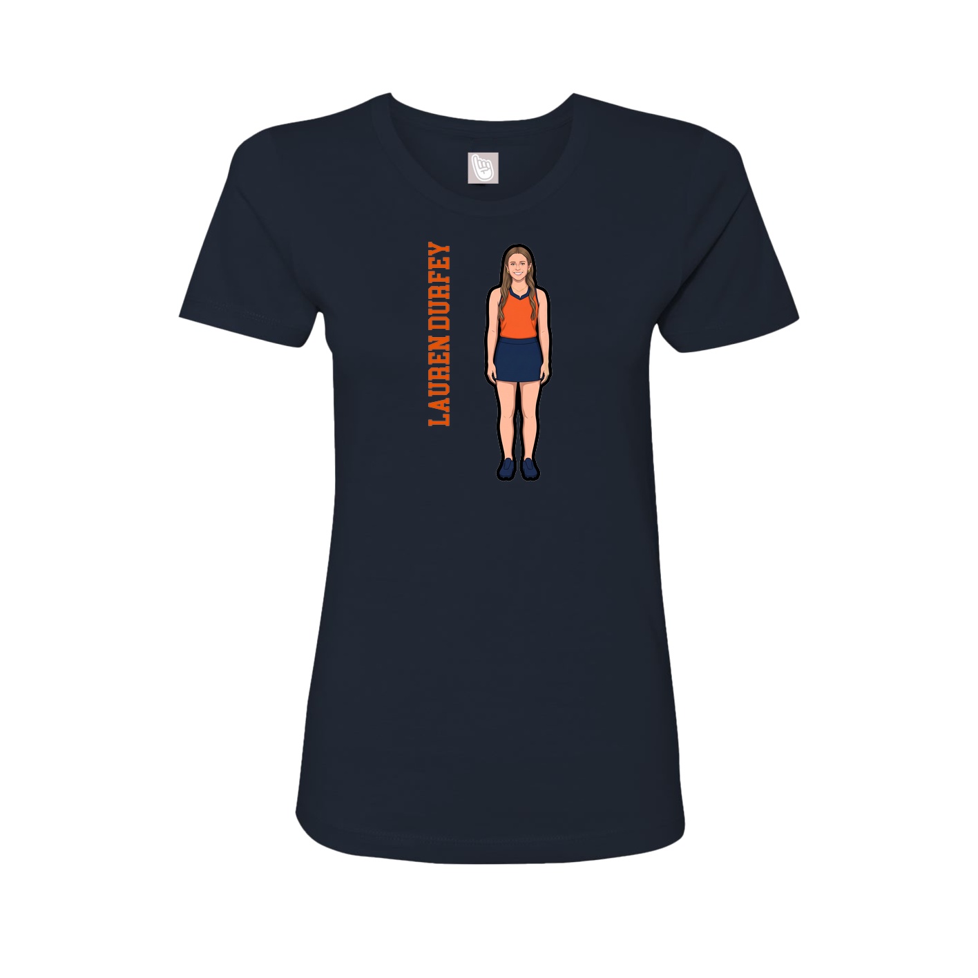 Fitted Women's Tee — Name Vertical in Navy