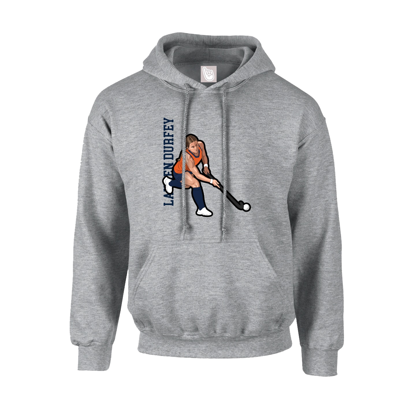 Hoodie — Name Vertical in Grey