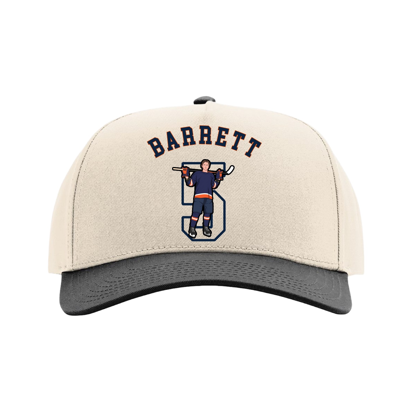 Full Fabric Five-Panel Champ Cap — Shirsey Arch in Cream/Black