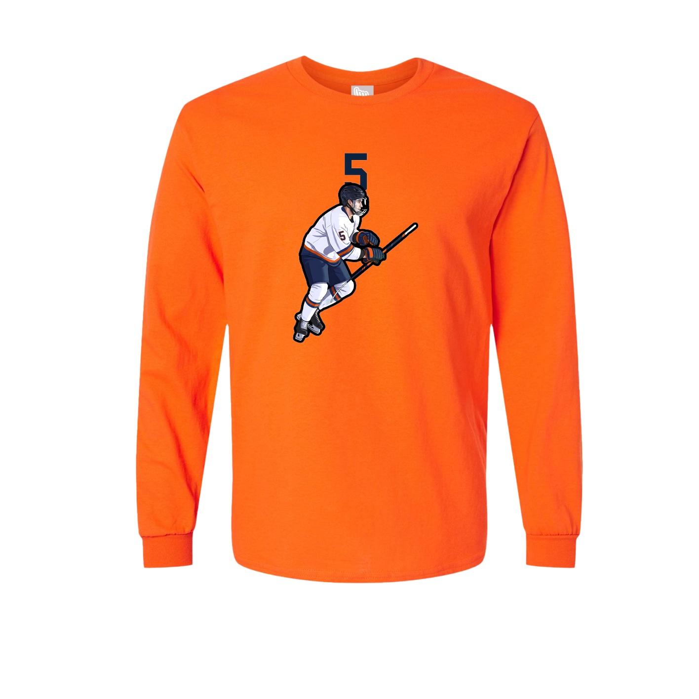 Long Sleeve Tee — Number Top in Orange