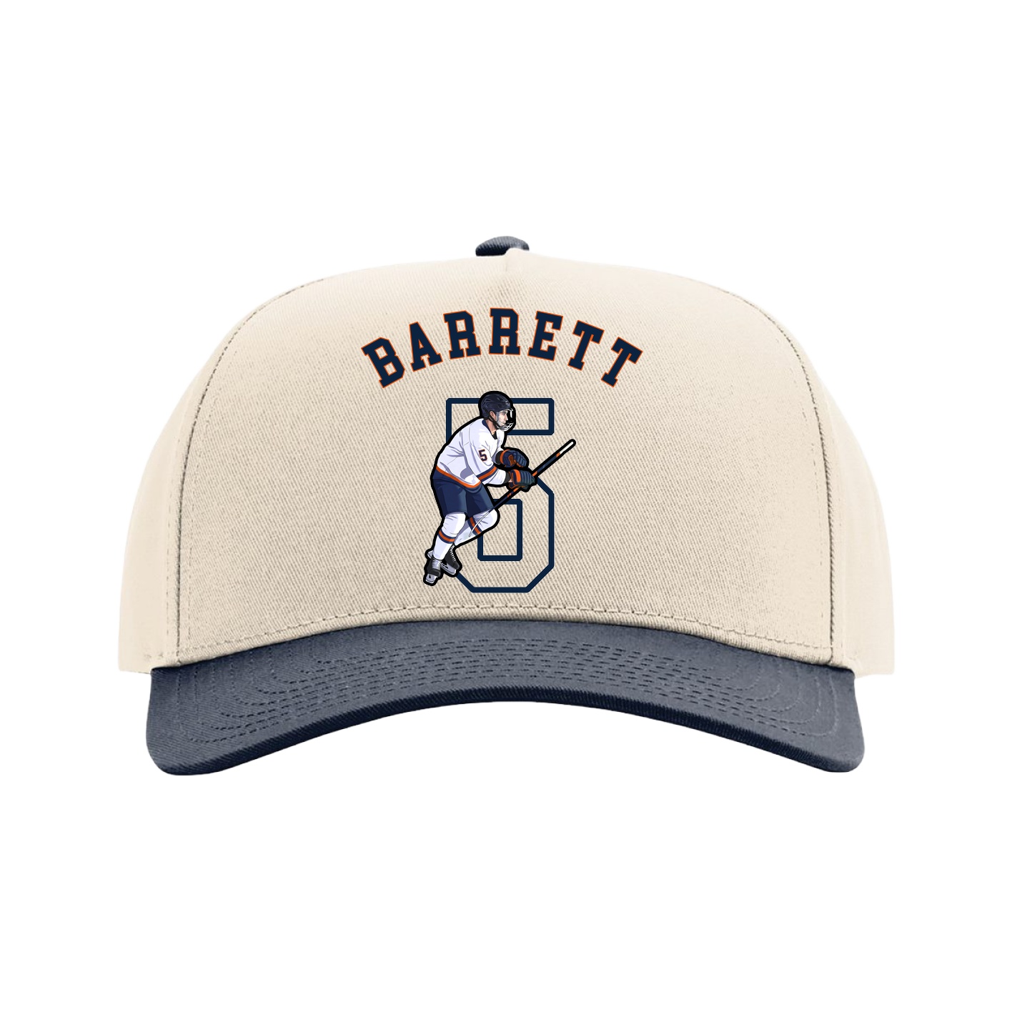 Full Fabric Five-Panel Champ Cap — Shirsey Arch in Cream/Navy