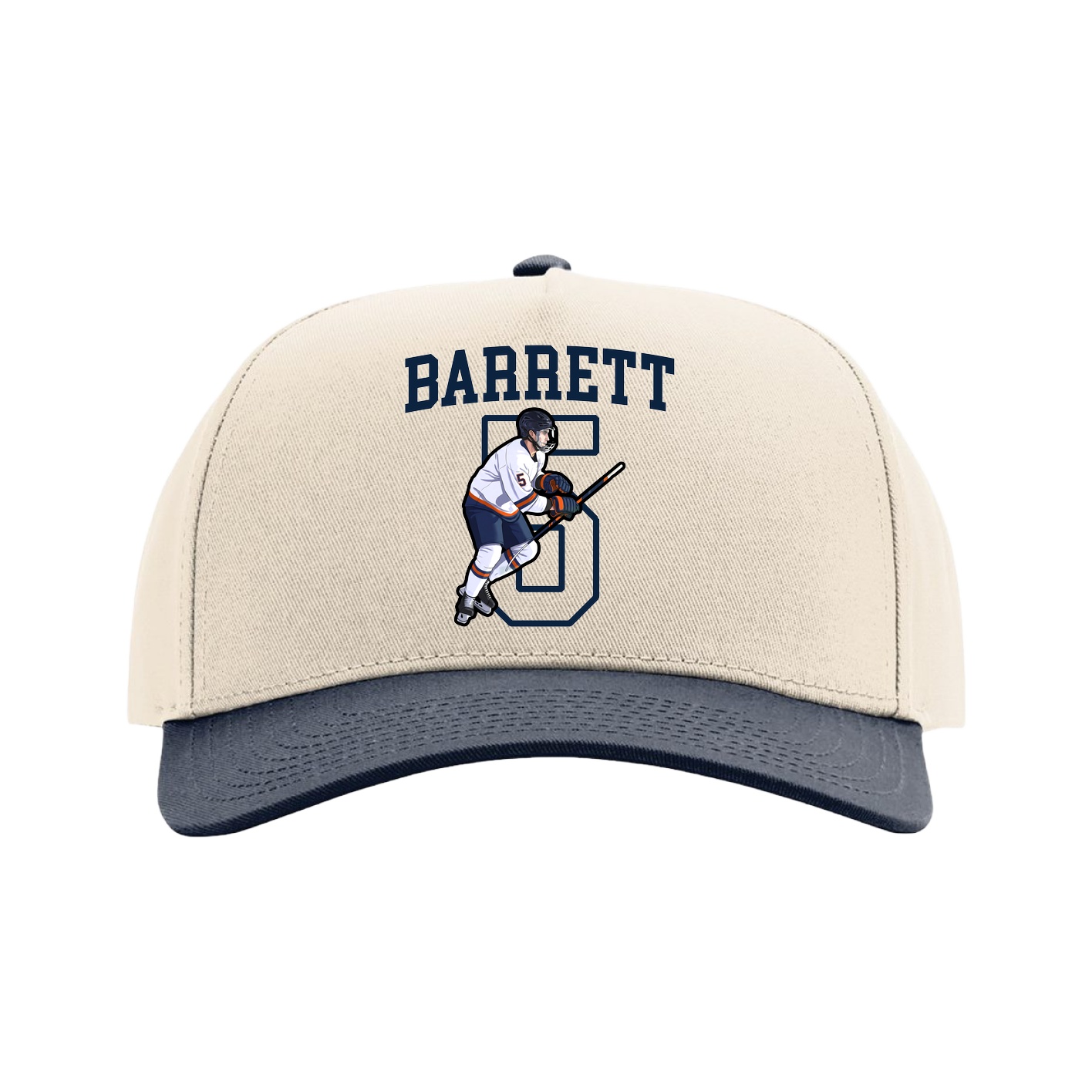 Full Fabric Five-Panel Champ Cap — Shirsey in Cream/Navy