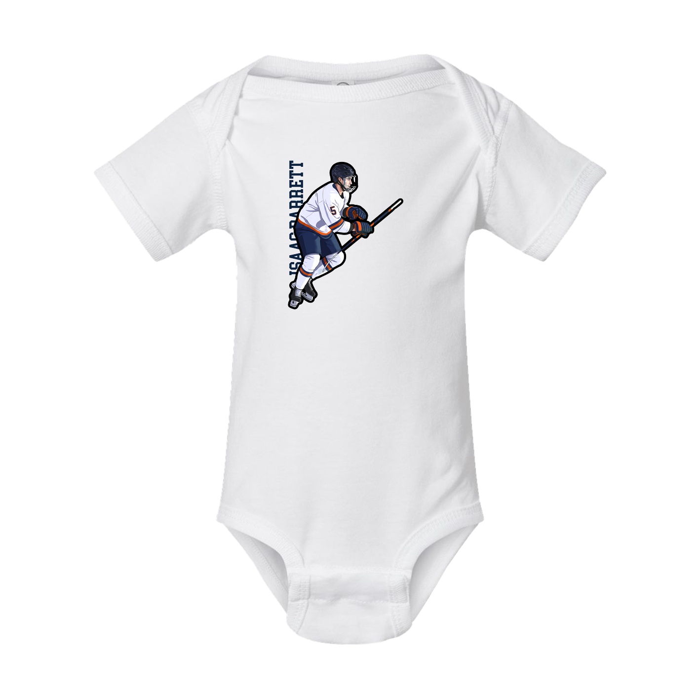 Baby Onesie — Name Vertical in White
