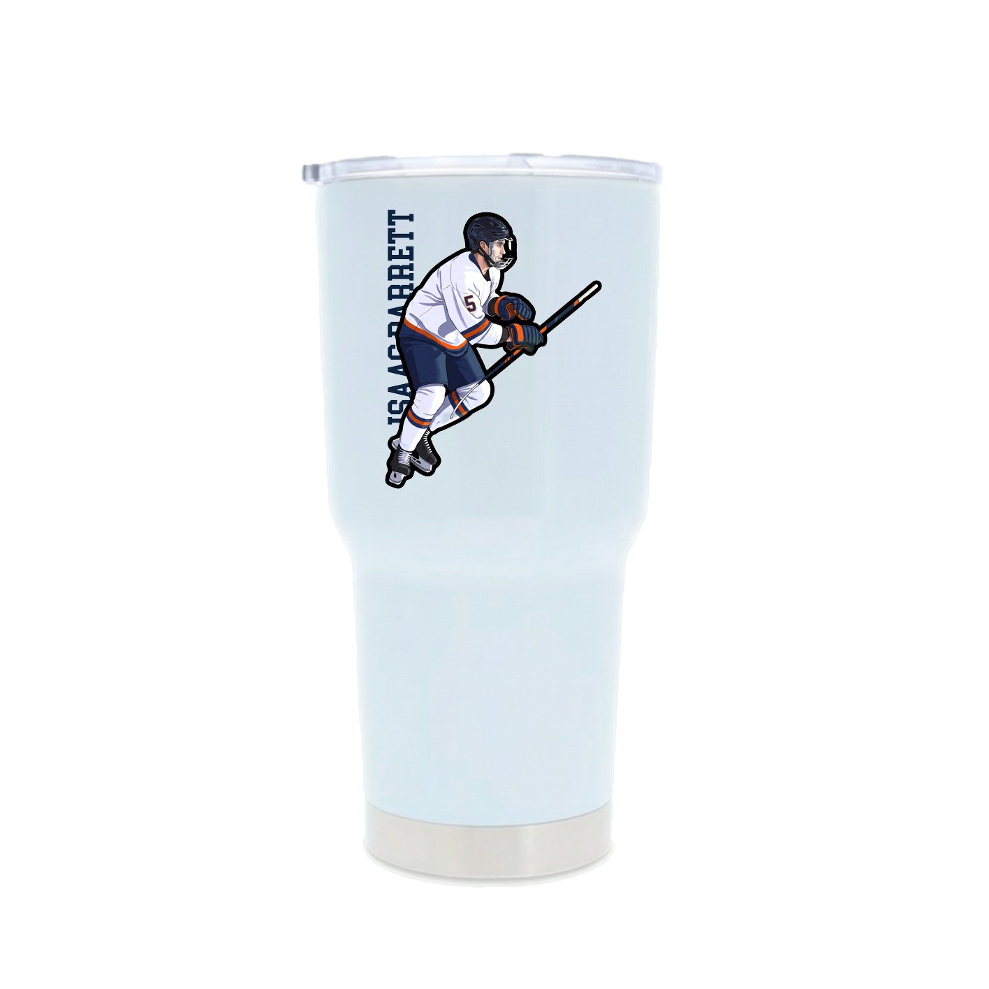 30oz Stainless Steel Tumbler — Name Vertical in White