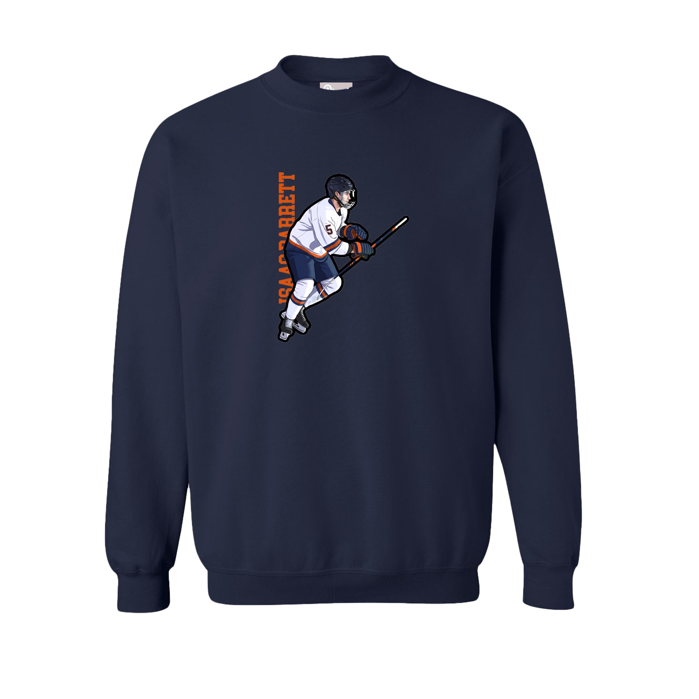 Fleece Crew — Name Vertical in Navy