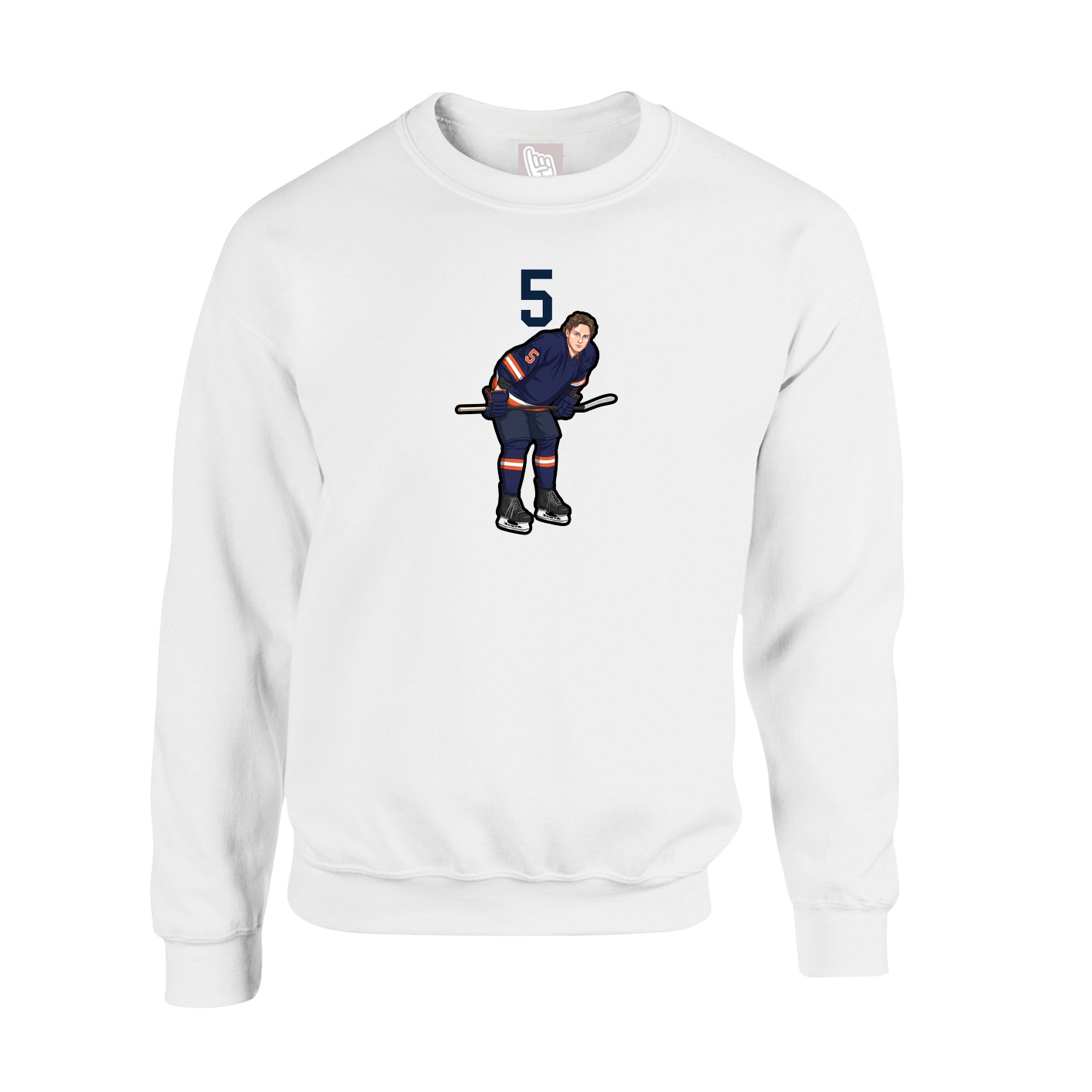 Fleece Crew — Number Top in White
