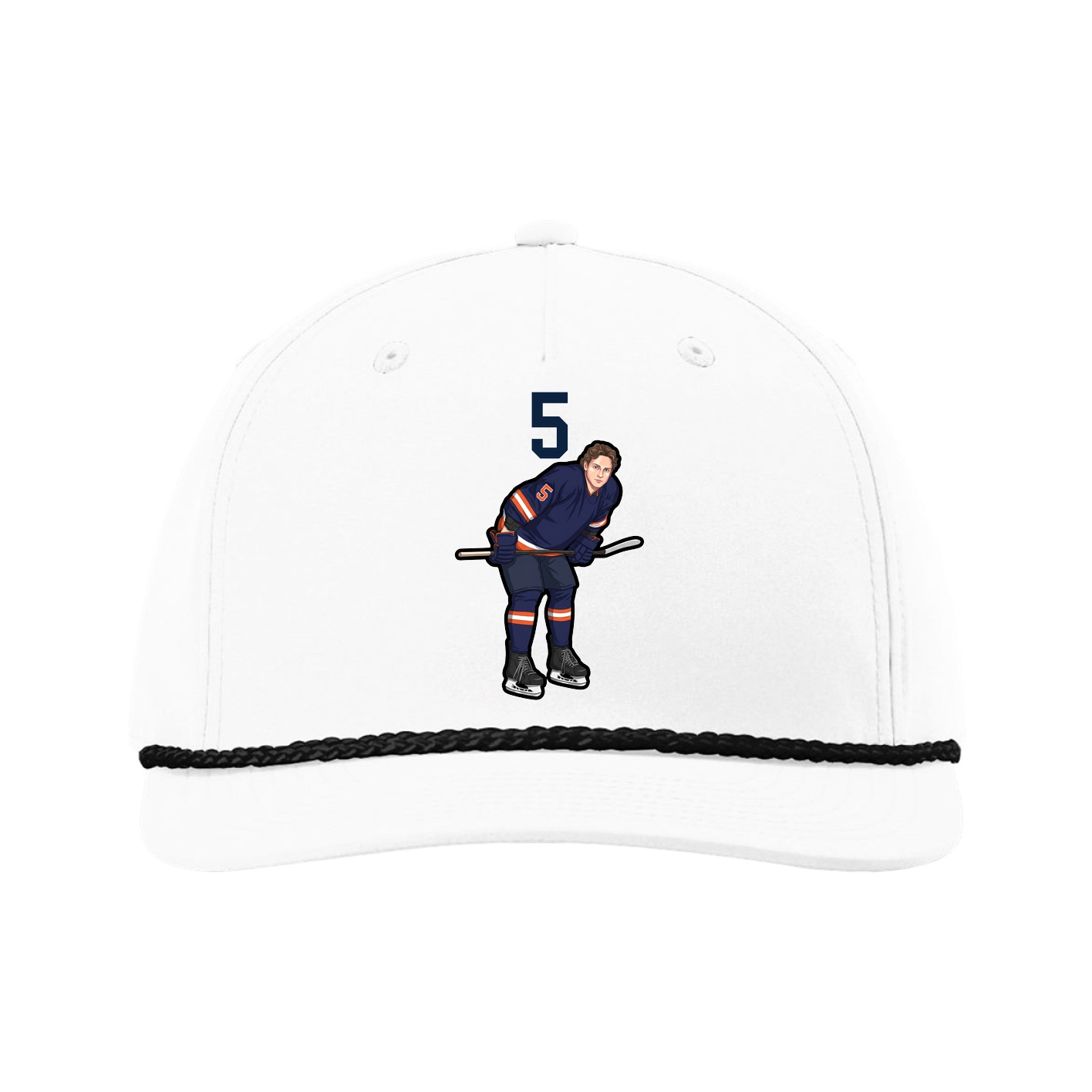 Five-Panel Classic Rope Cap — Number Top in White