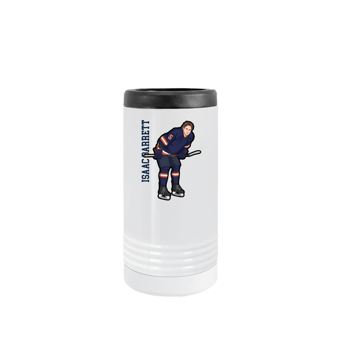 Slim Beverage Holder — Name Vertical in White