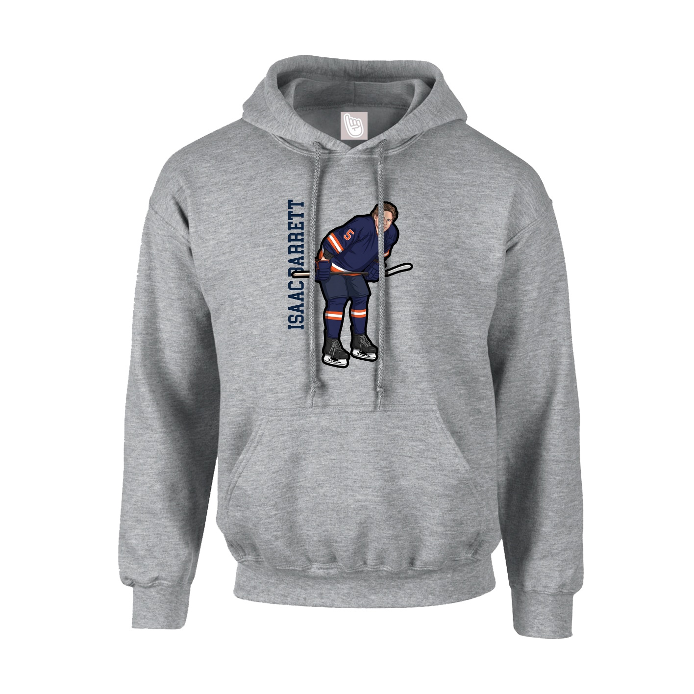 Hoodie — Name Vertical in Grey
