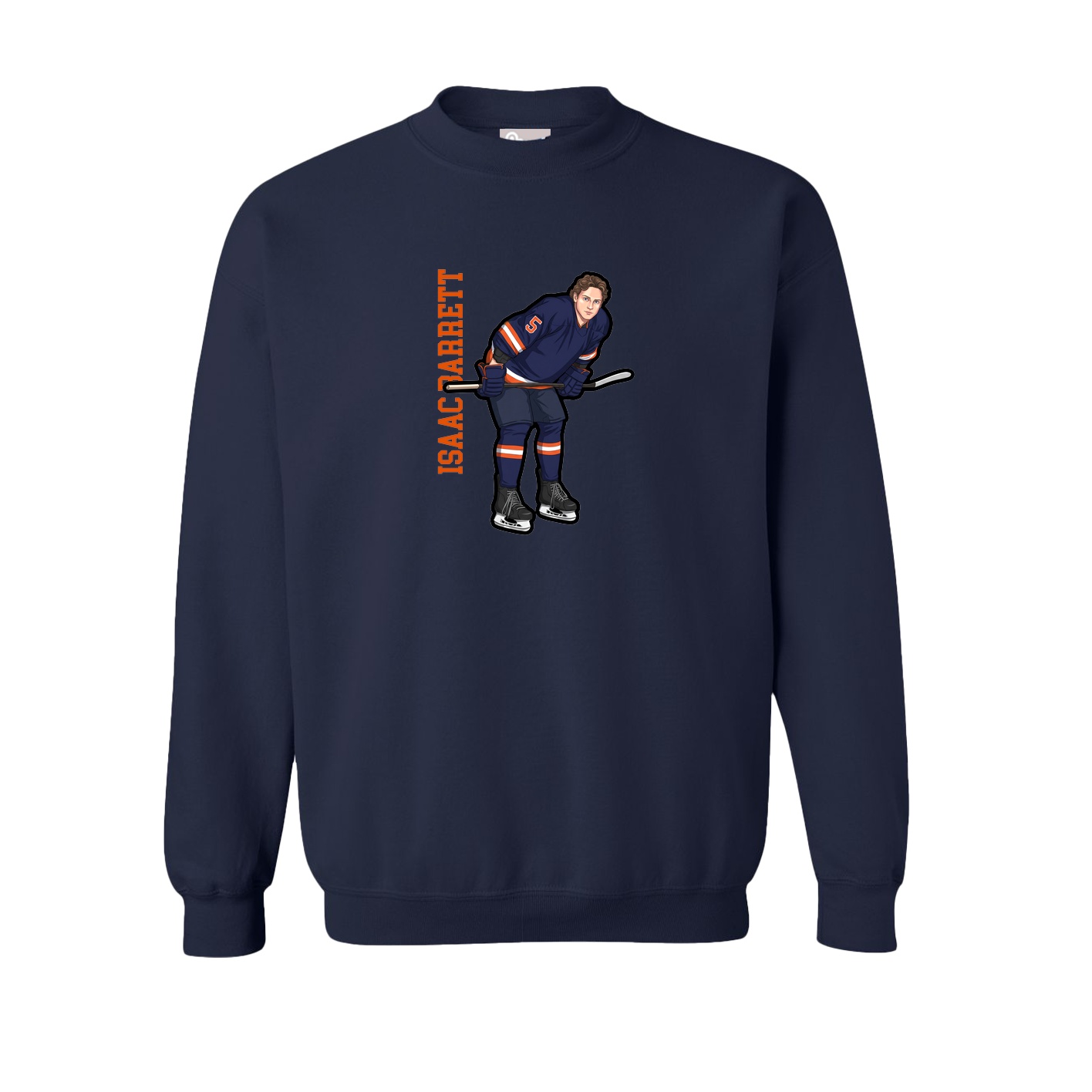 Fleece Crew — Name Vertical in Navy