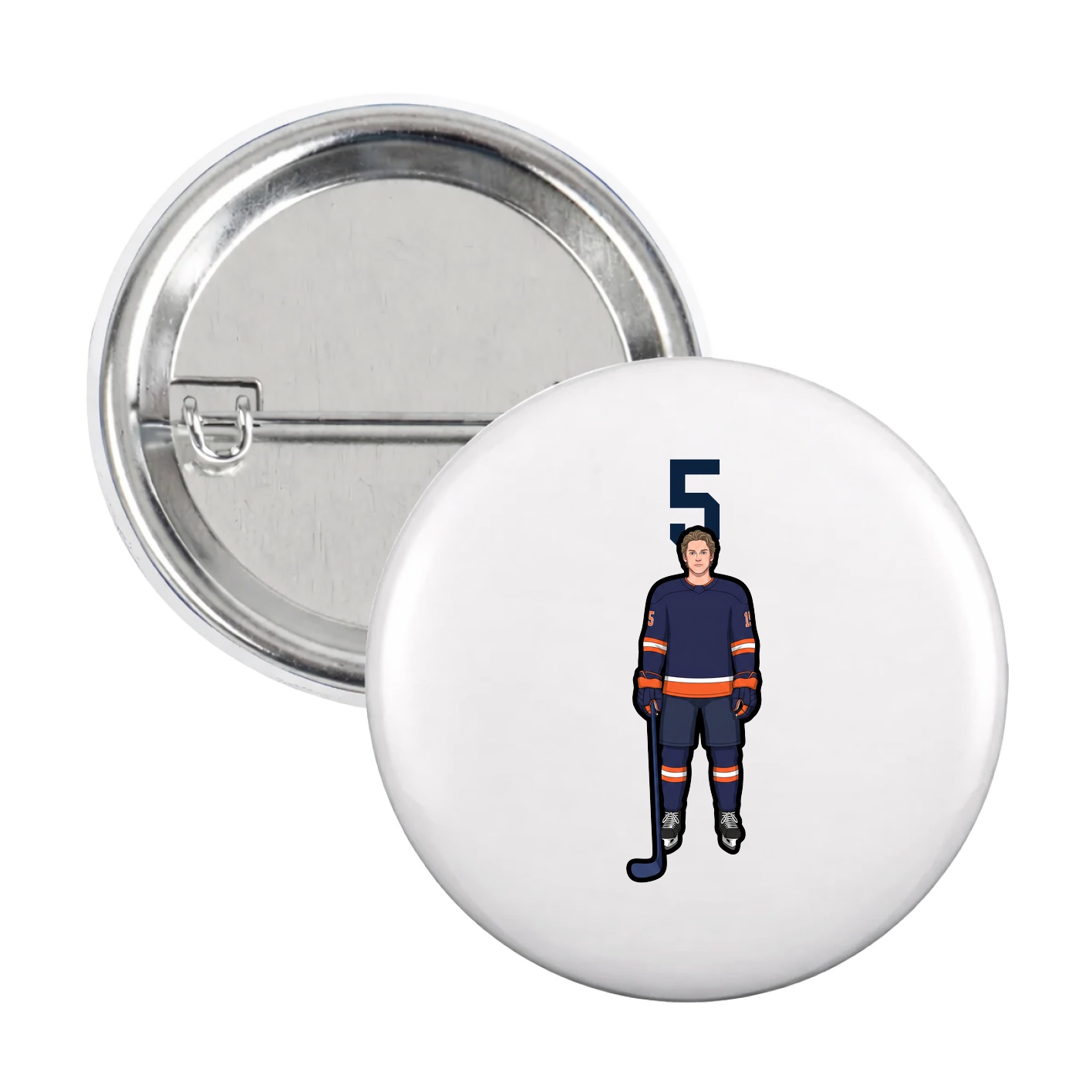 Game Day Button — Number Top in White