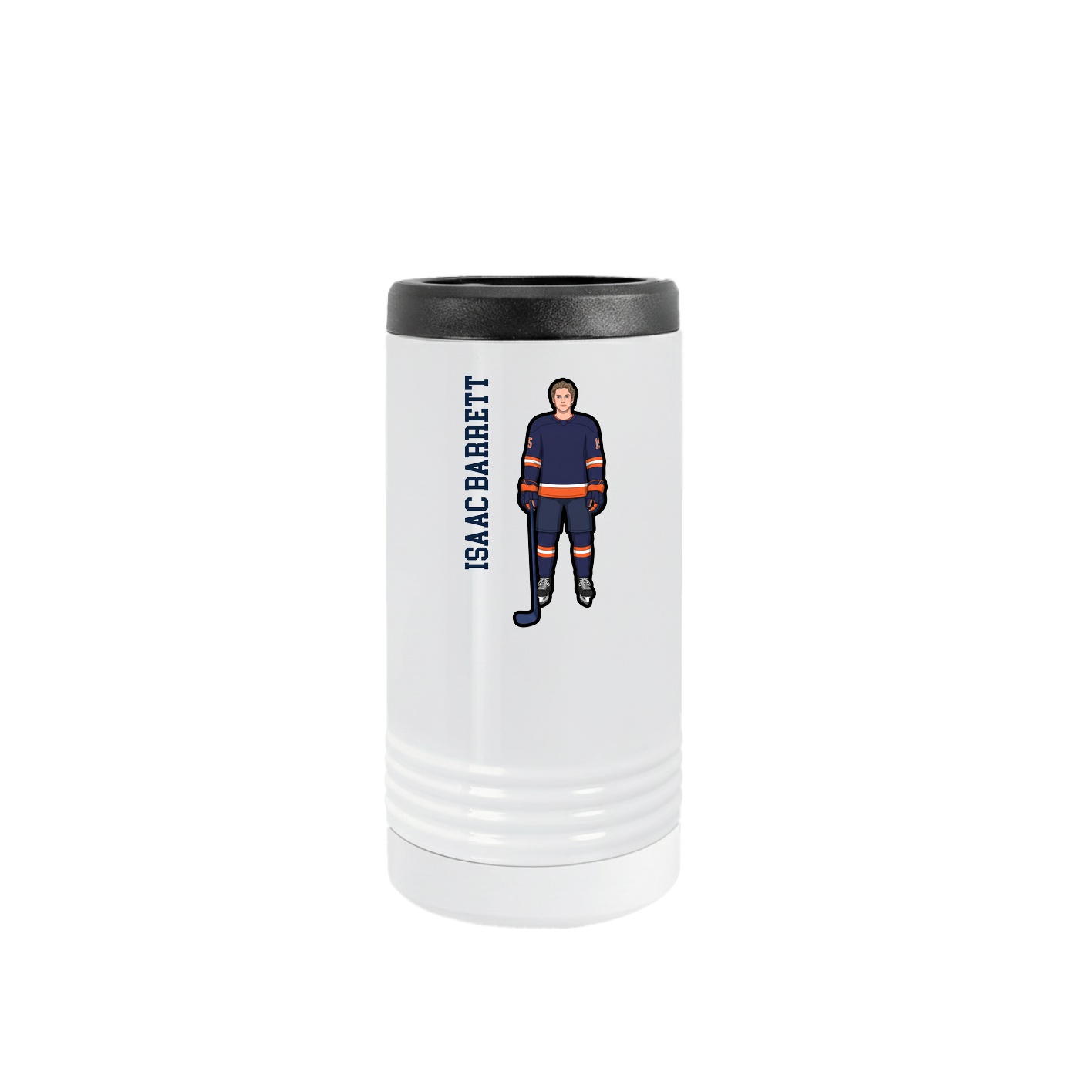 Slim Beverage Holder — Name Vertical in White