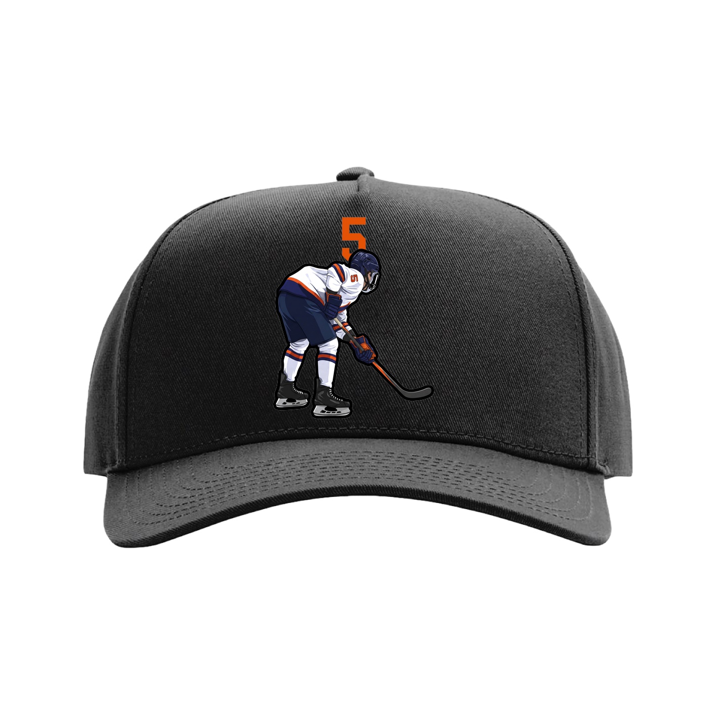 Full Fabric Five-Panel Champ Cap — Number Top in Black