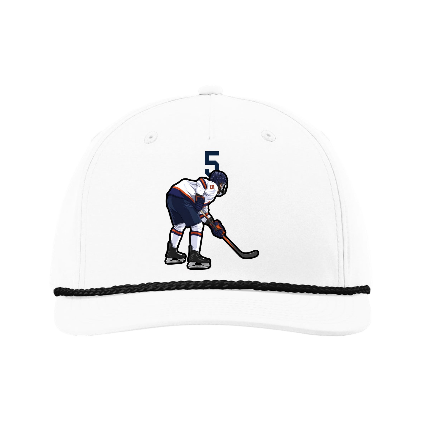 Five-Panel Classic Rope Cap — Number Top in White