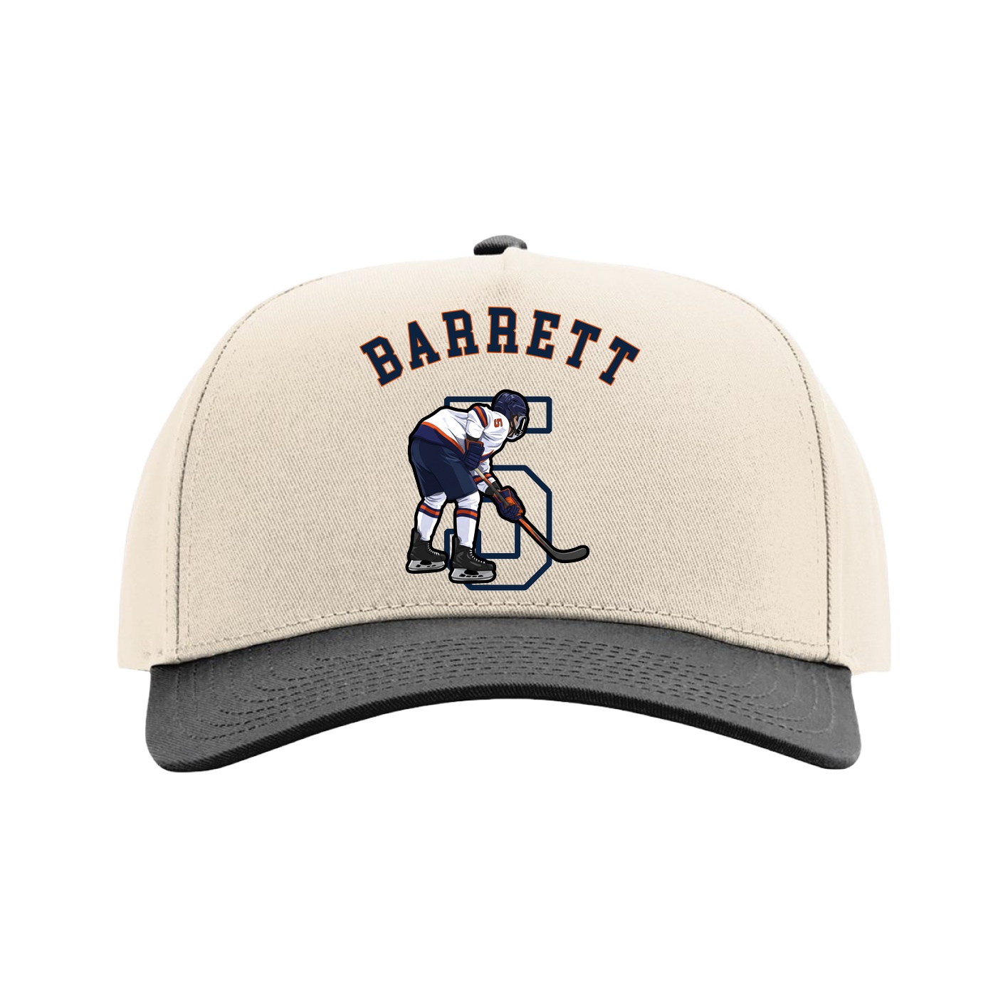 Full Fabric Five-Panel Champ Cap — Shirsey Arch in Cream/Black