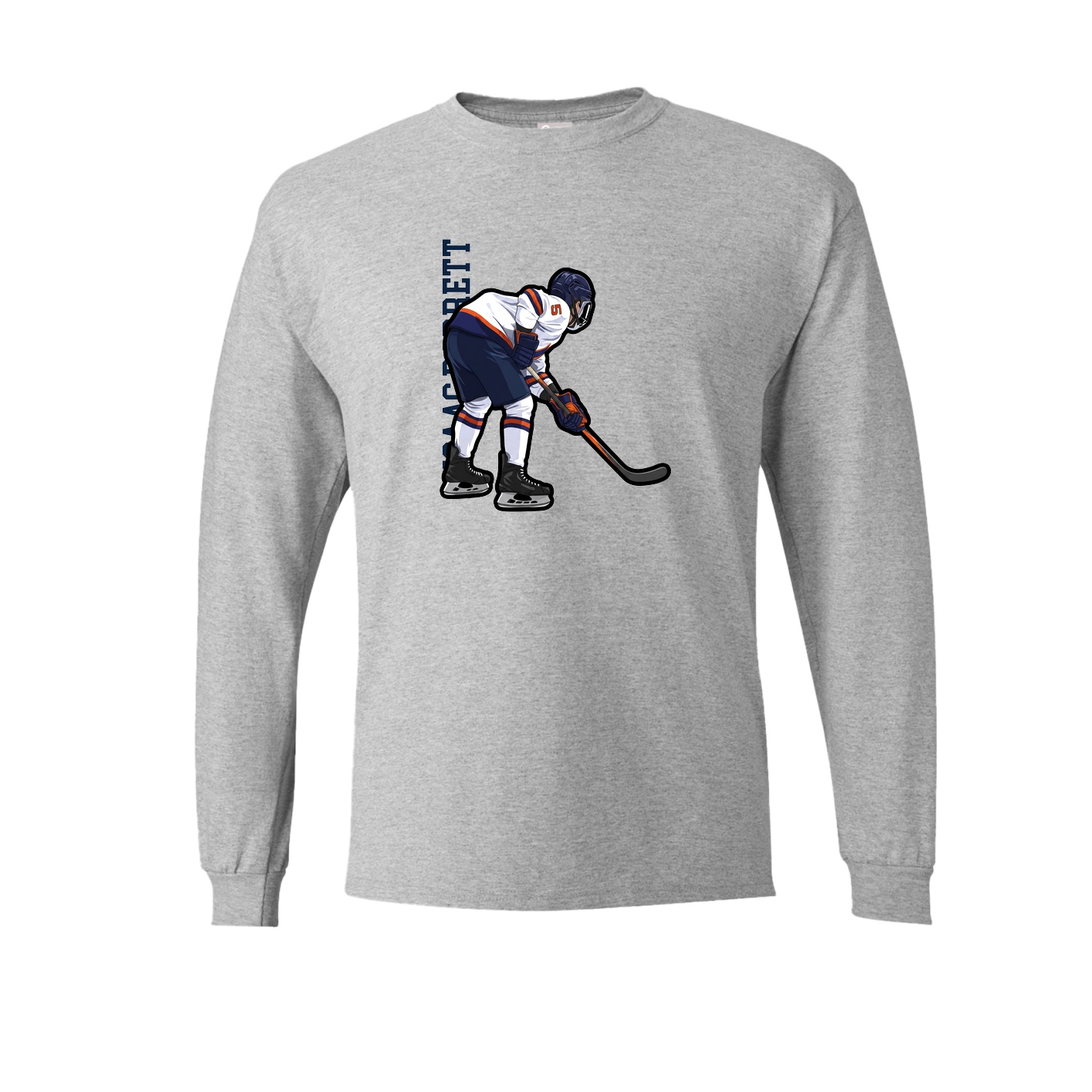 Long Sleeve Tee — Name Vertical in Grey