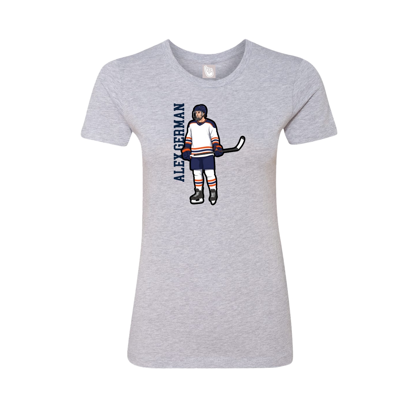 Fitted Women's Tee — Name Vertical in Grey
