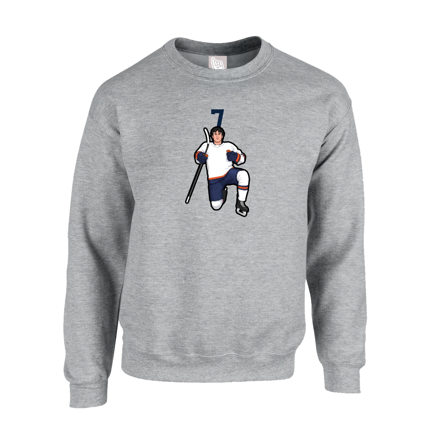 Fleece Crew — Number Top in Grey