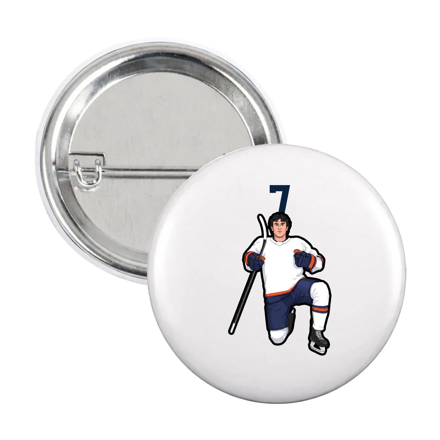 Game Day Button — Number Top in White