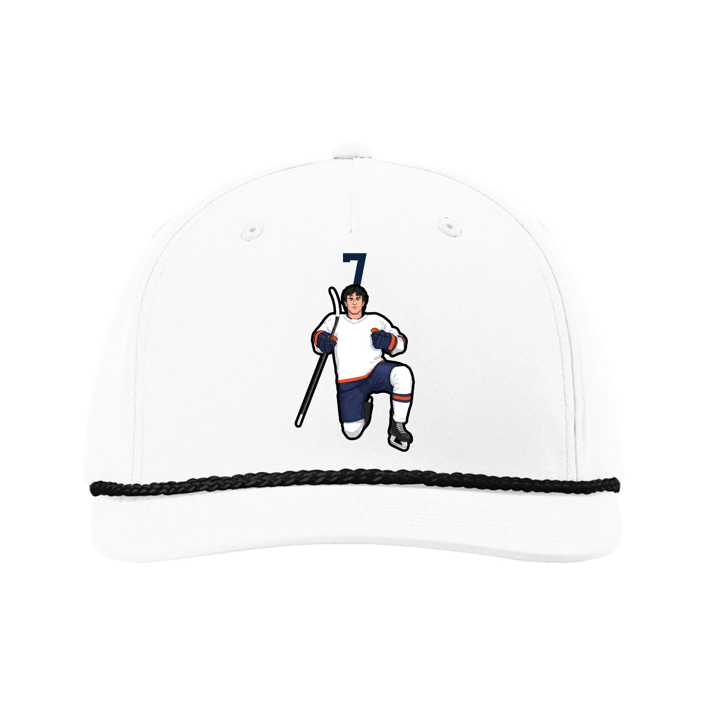 Five-Panel Classic Rope Cap — Number Top in White