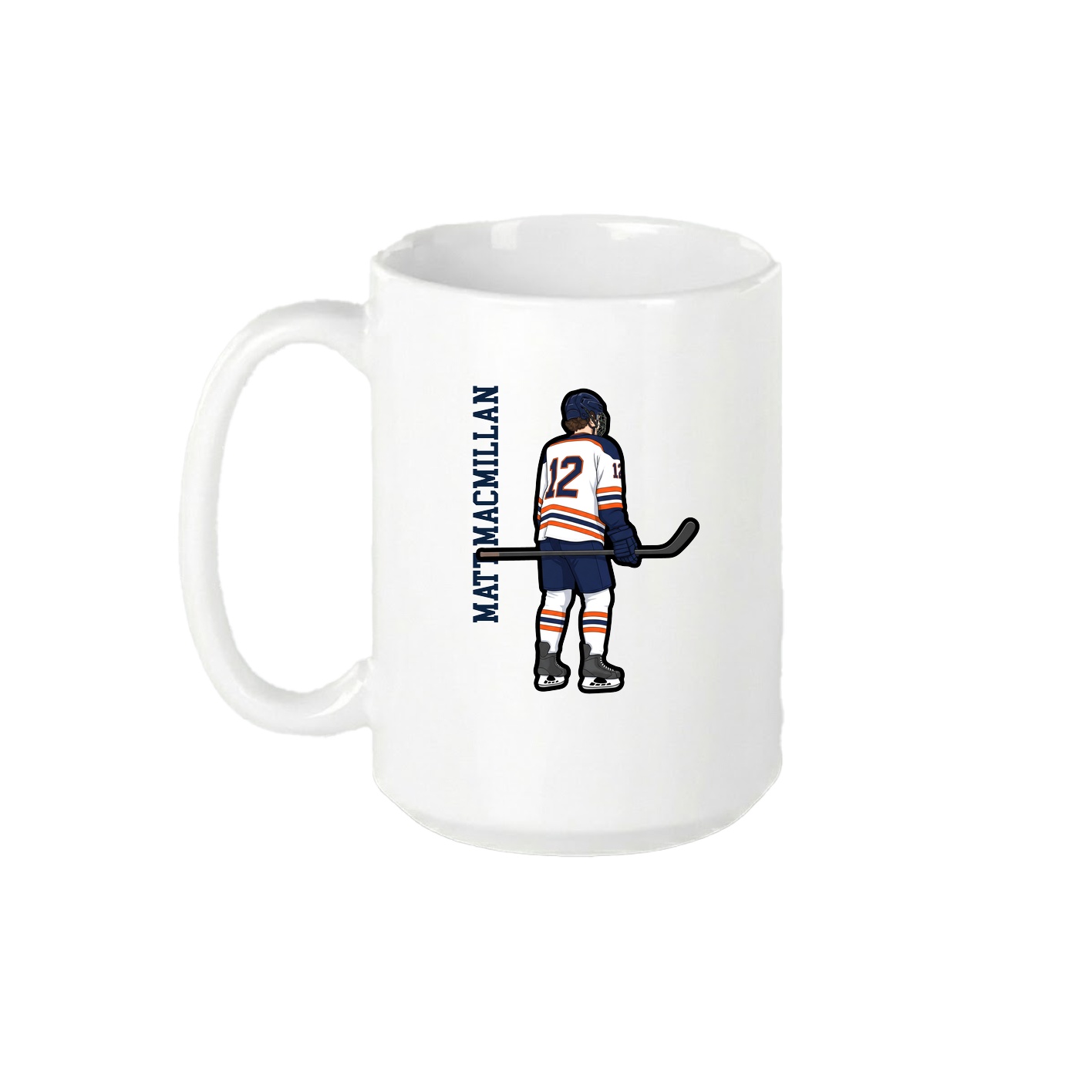 15oz Coffee Mug — Name Vertical in White