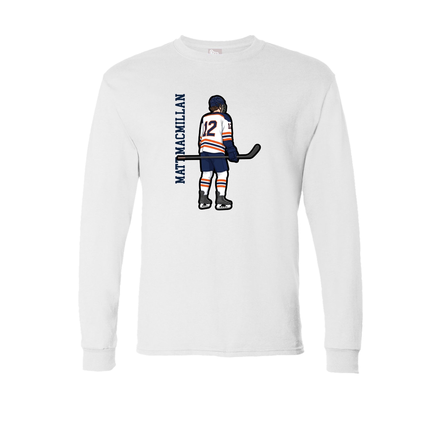 Long Sleeve Tee — Name Vertical in White