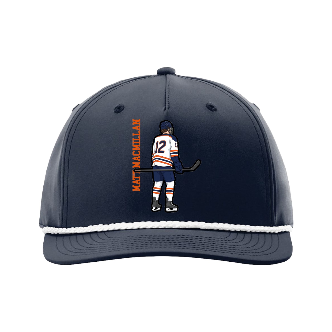 Five-Panel Classic Rope Cap — Name Vertical in Navy