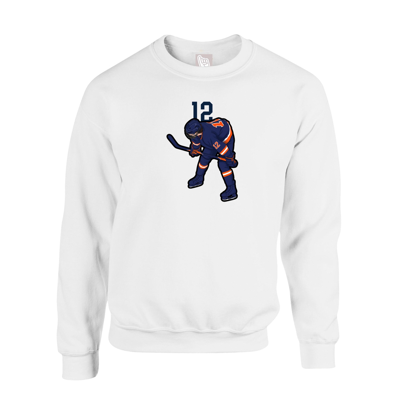 Fleece Crew — Number Top in White