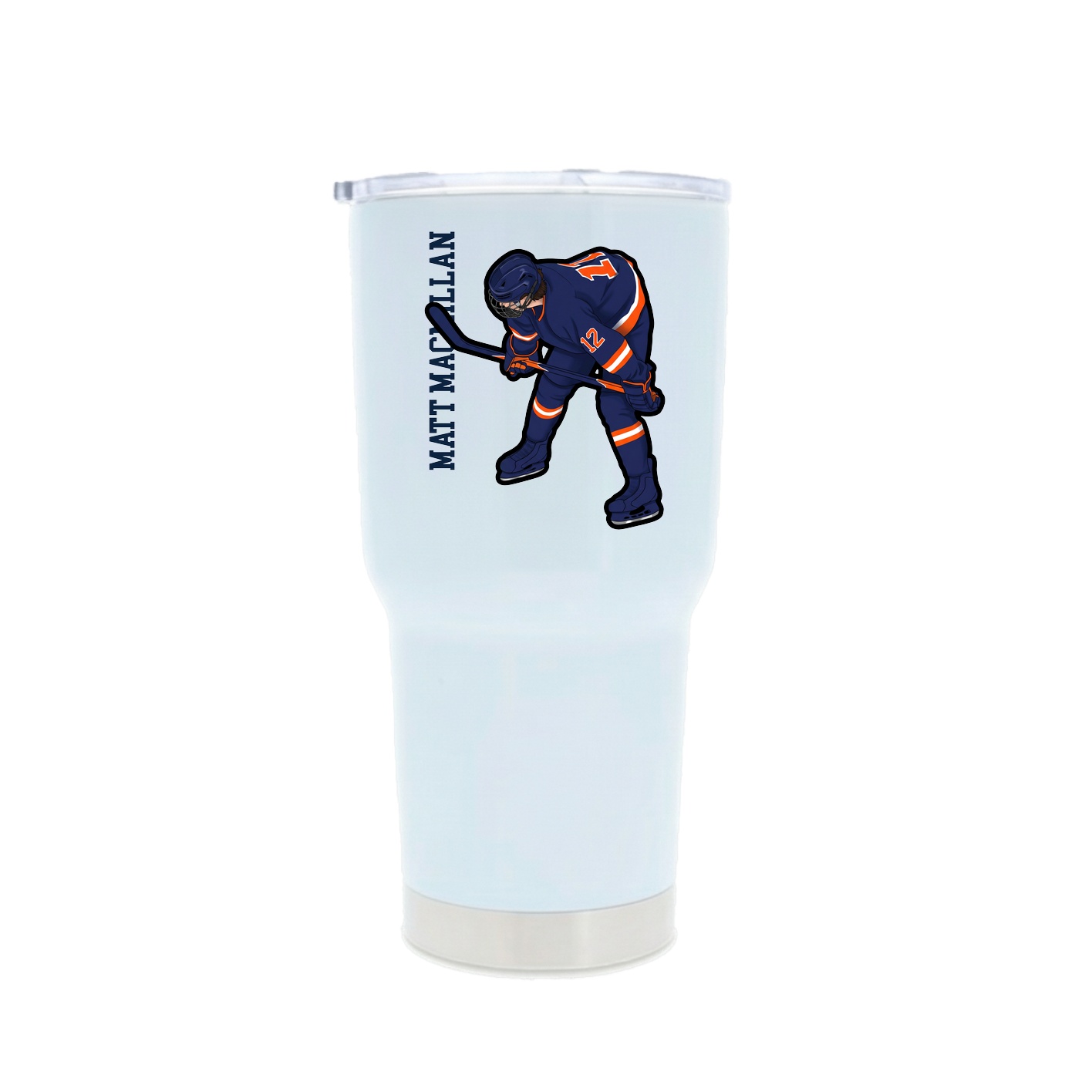 30oz Stainless Steel Tumbler — Name Vertical in White