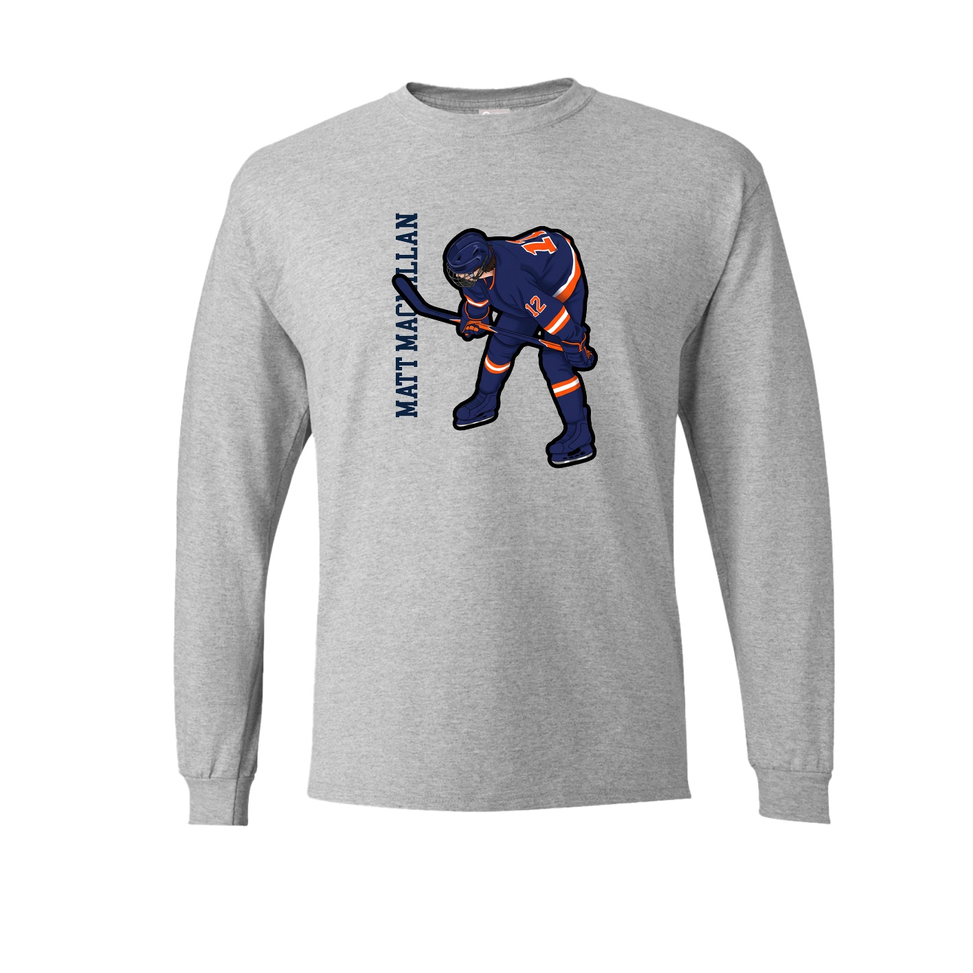 Long Sleeve Tee — Name Vertical in Grey