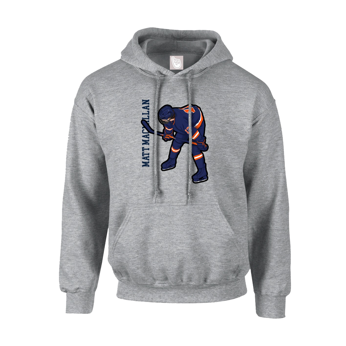 Hoodie — Name Vertical in Grey