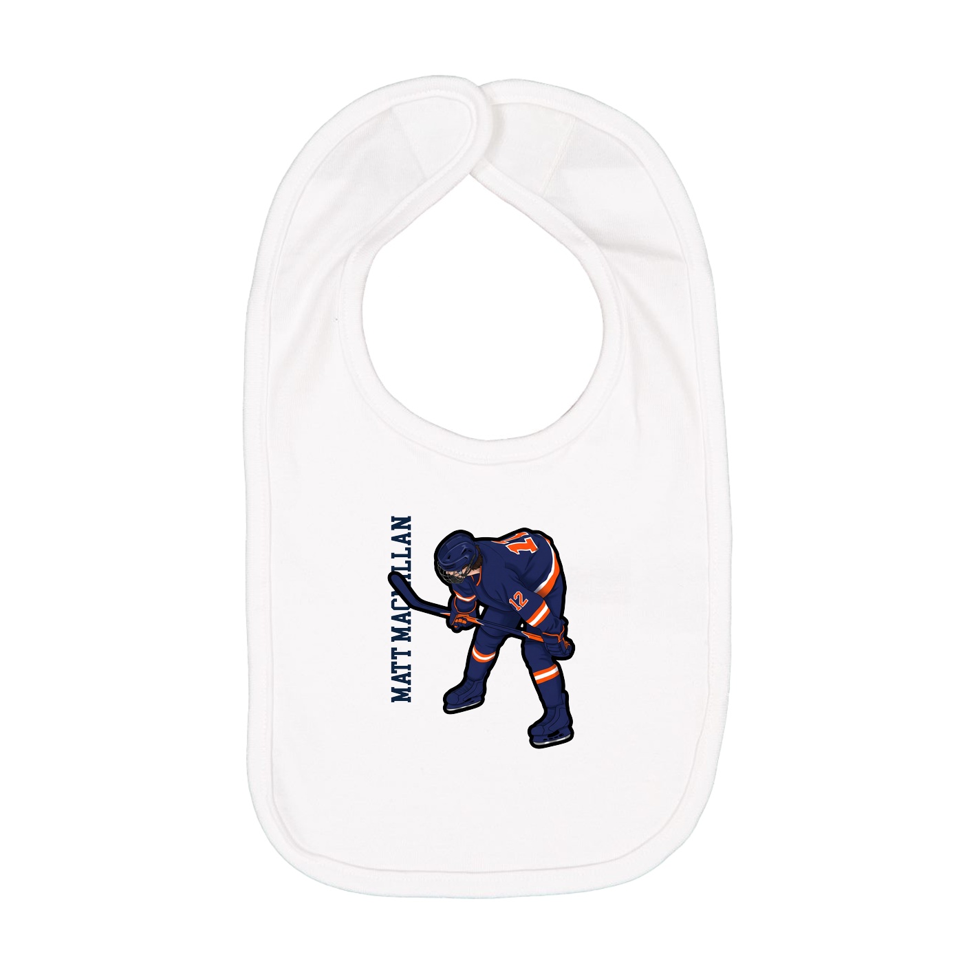 Infant Bib — Name Vertical in White