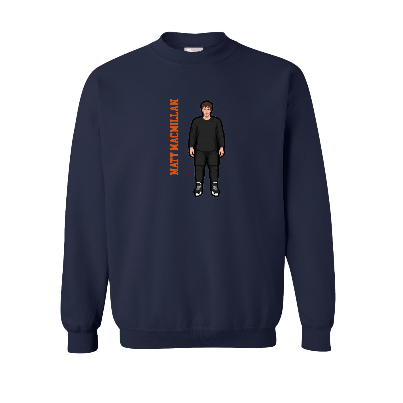 Fleece Crew — Name Vertical in Navy