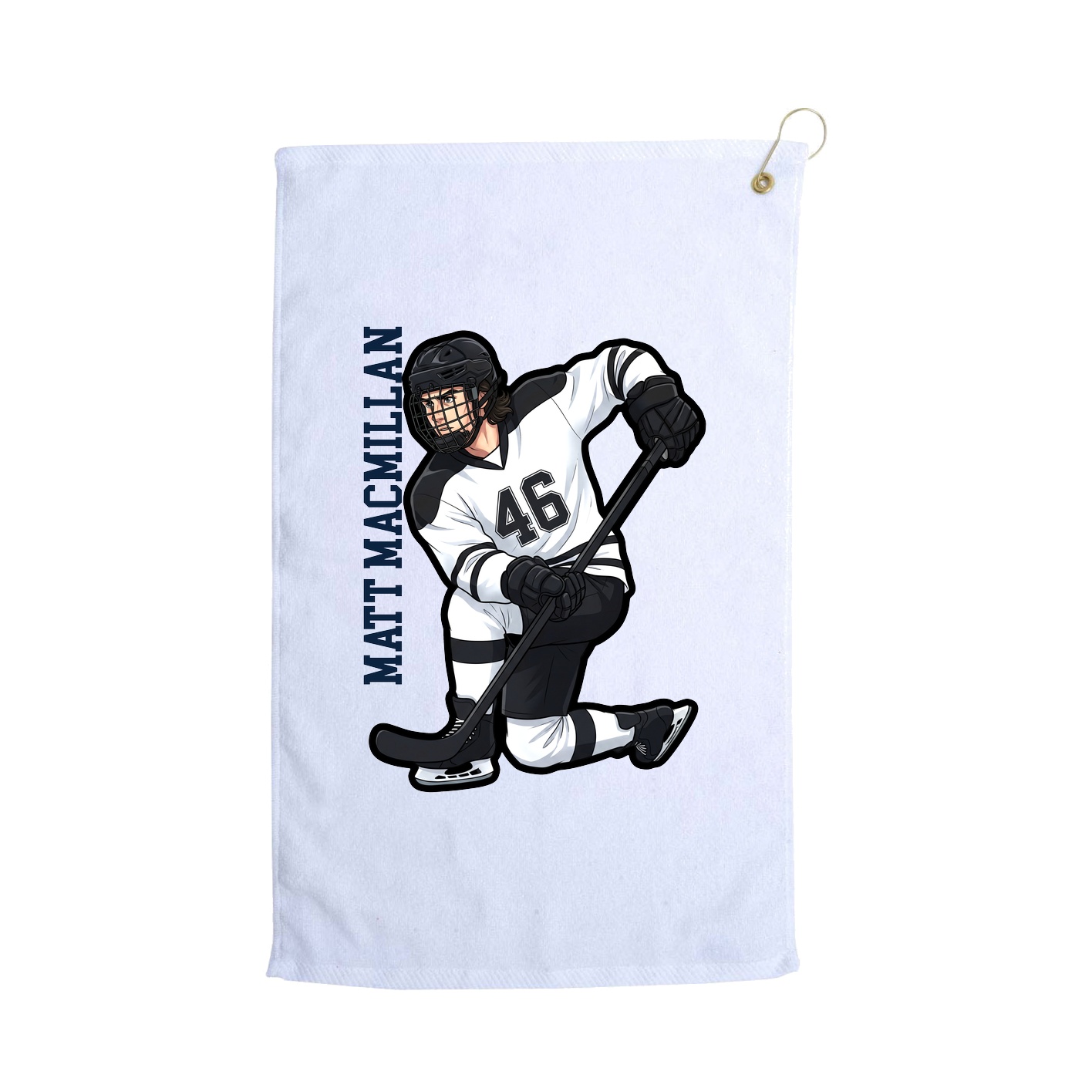 Golf Towel — Name Vertical in White