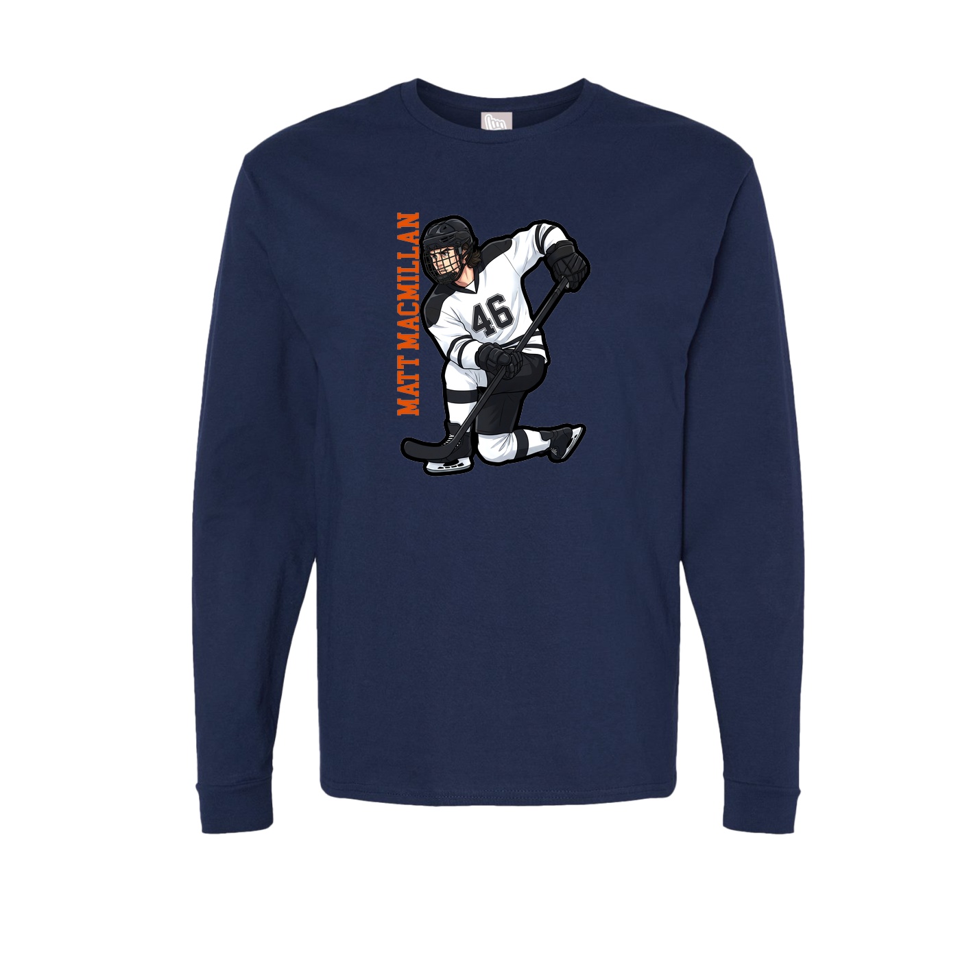 Long Sleeve Tee — Name Vertical in Navy