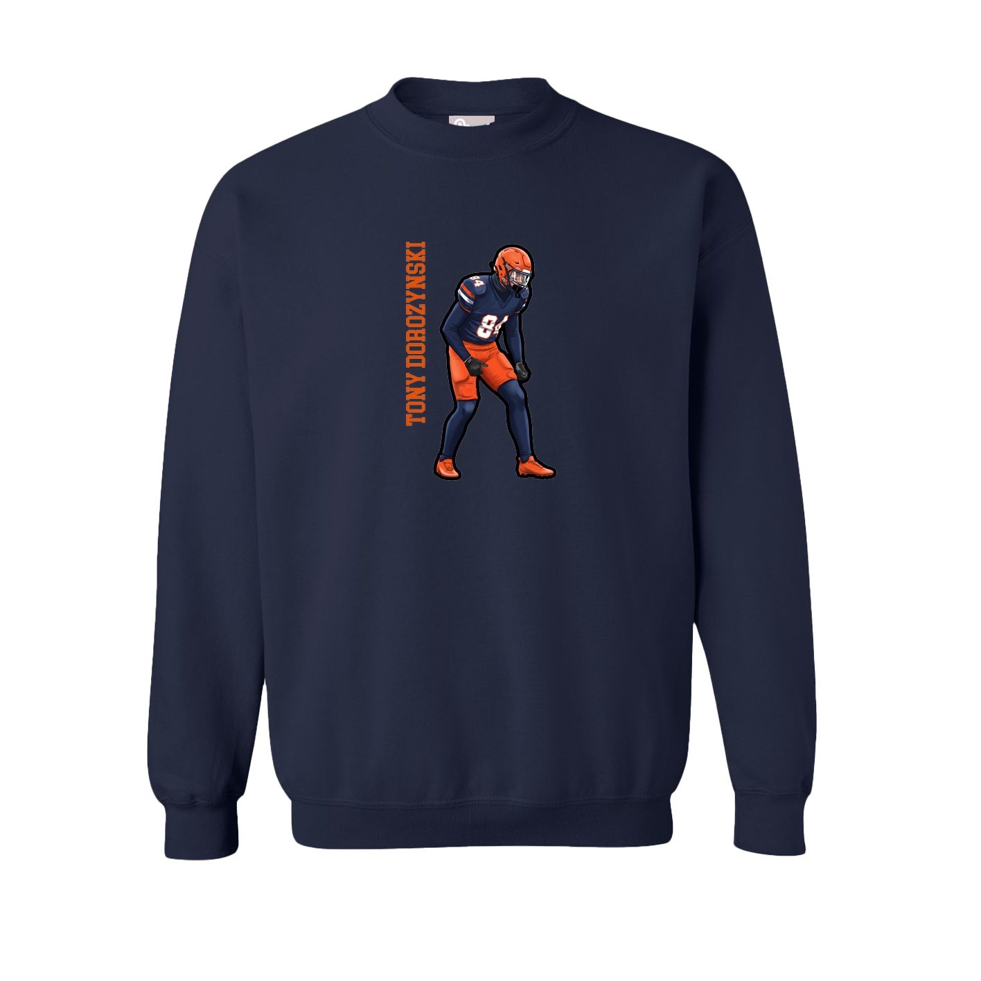 Fleece Crew — Name Vertical in Navy