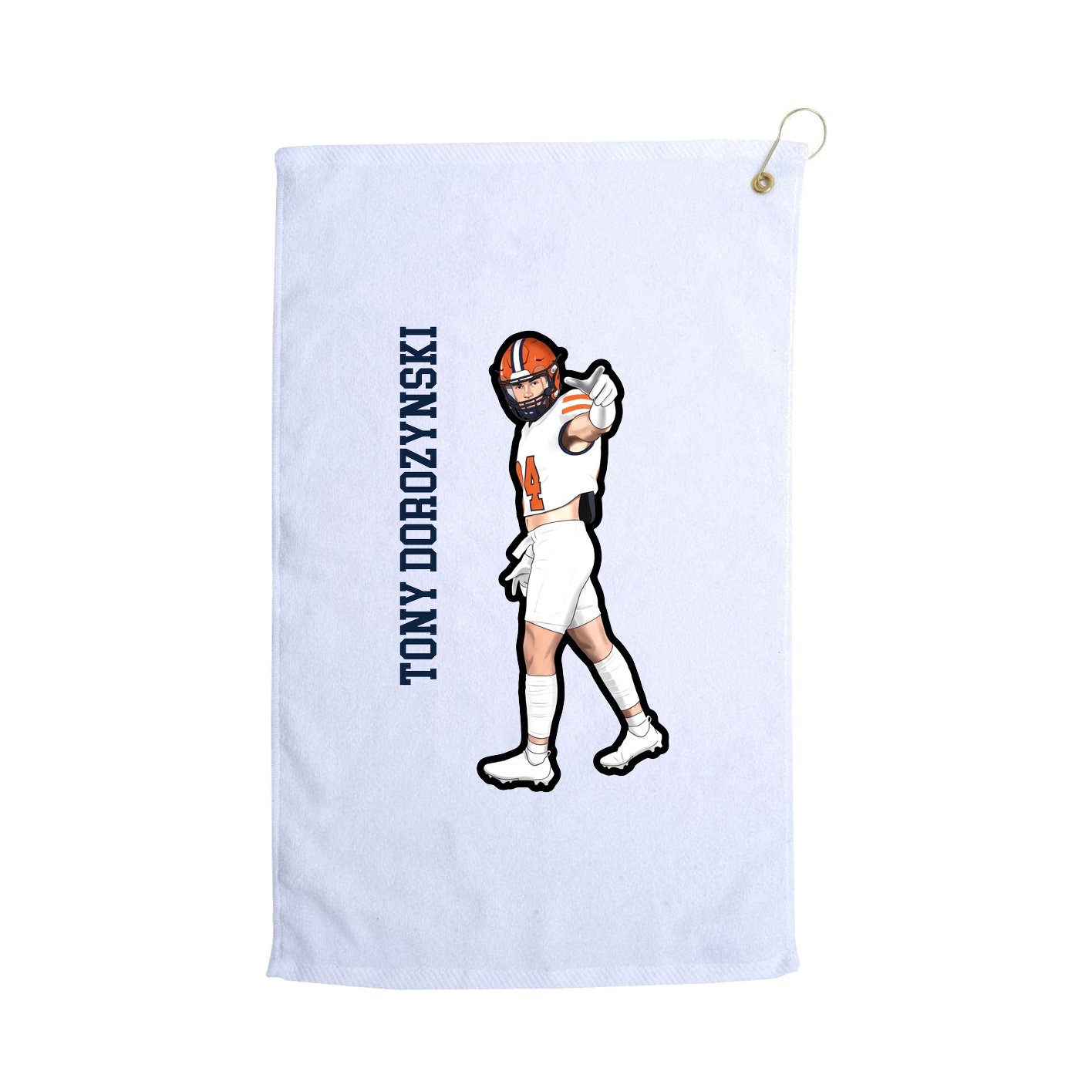 Golf Towel — Name Vertical in White
