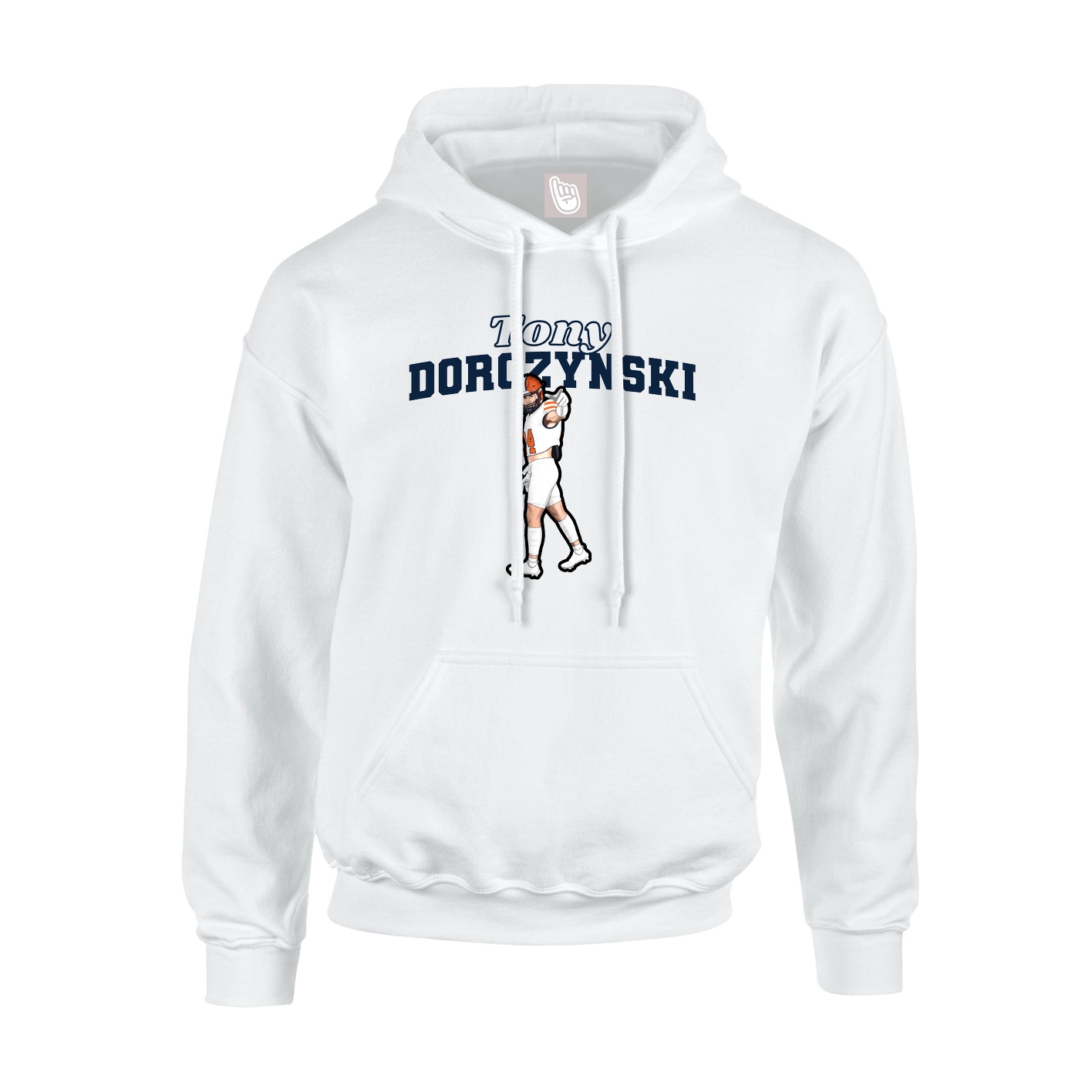 Youth Hoodie — Name Arch in White
