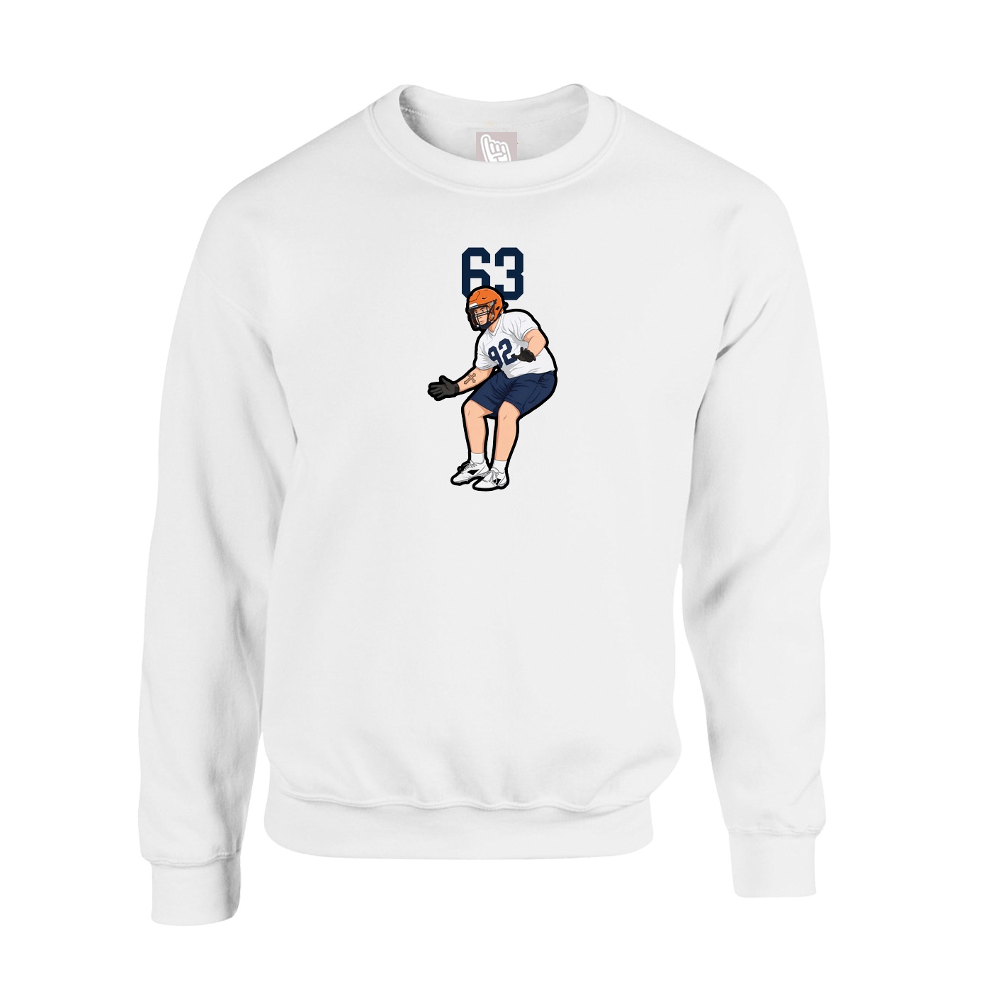 Fleece Crew — Number Top in White